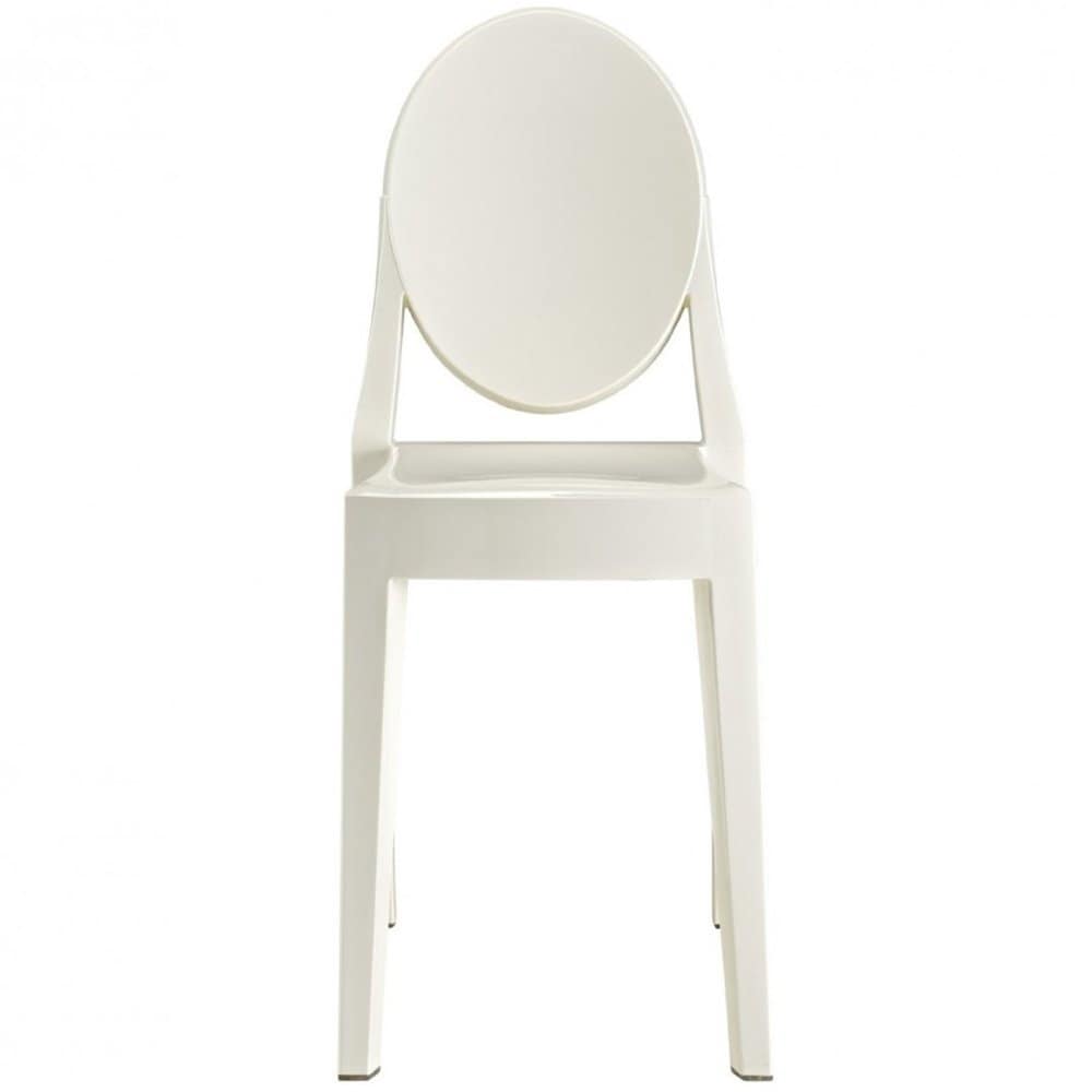 -Set of 4, Standard Size - White Plastic Dining Chairs Modern