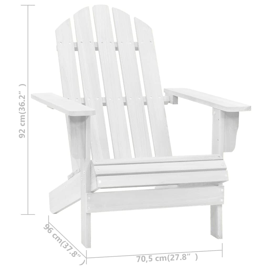 vidaXL Patio Chair Wood White - 27.8" x 37.8" x 36.2"