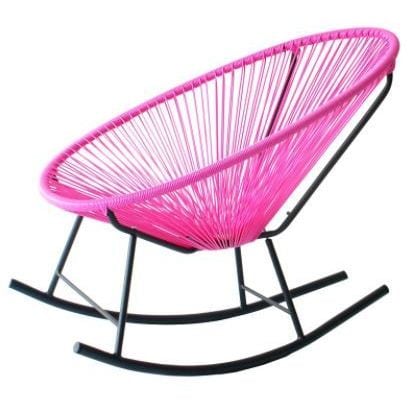 Acapulco Hot Pink Metal/PVC Indoor/Outdoor Rocking Chair
