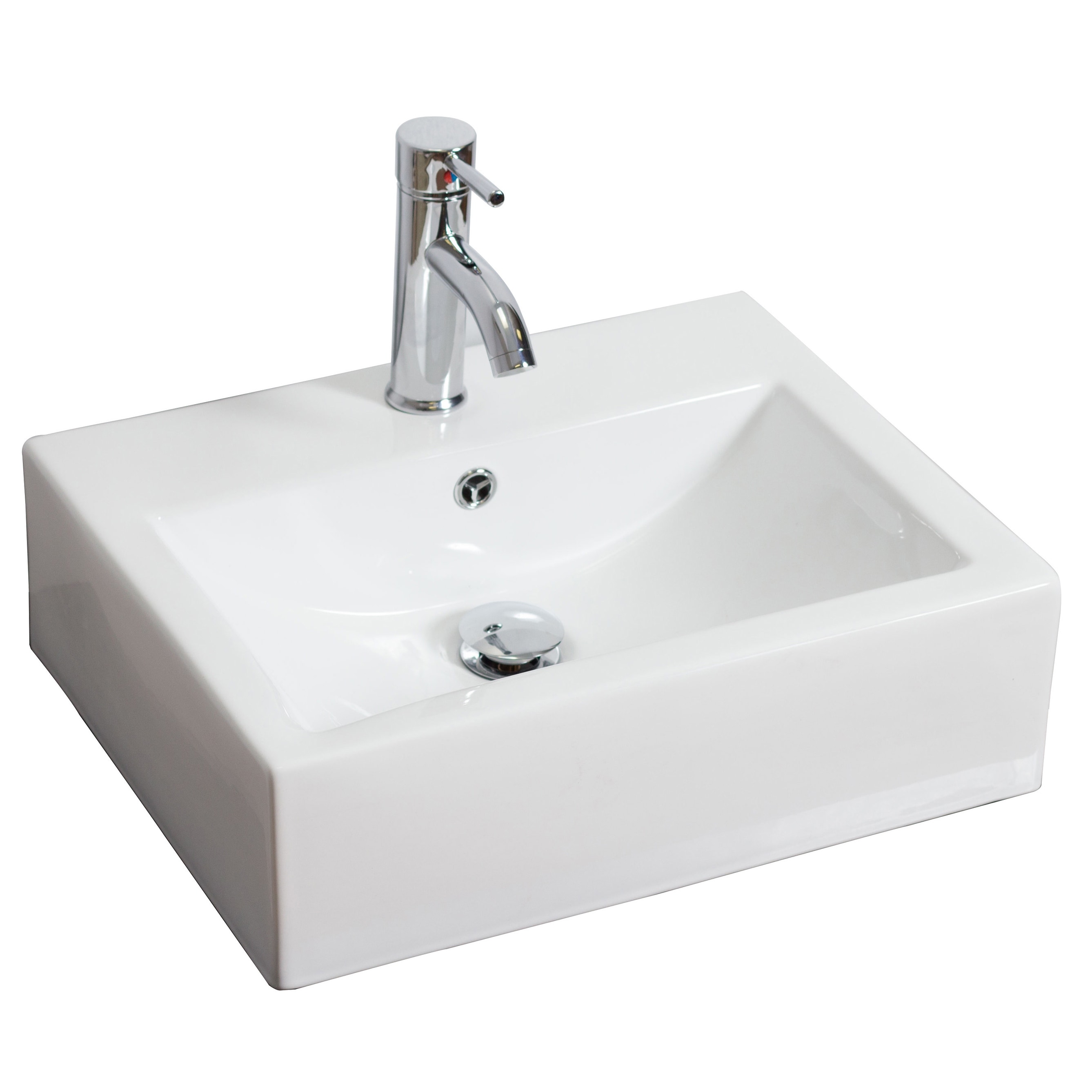 20.25-in. W Above Counter White Vessel Set For 1 Hole Center Faucet - Faucet Included