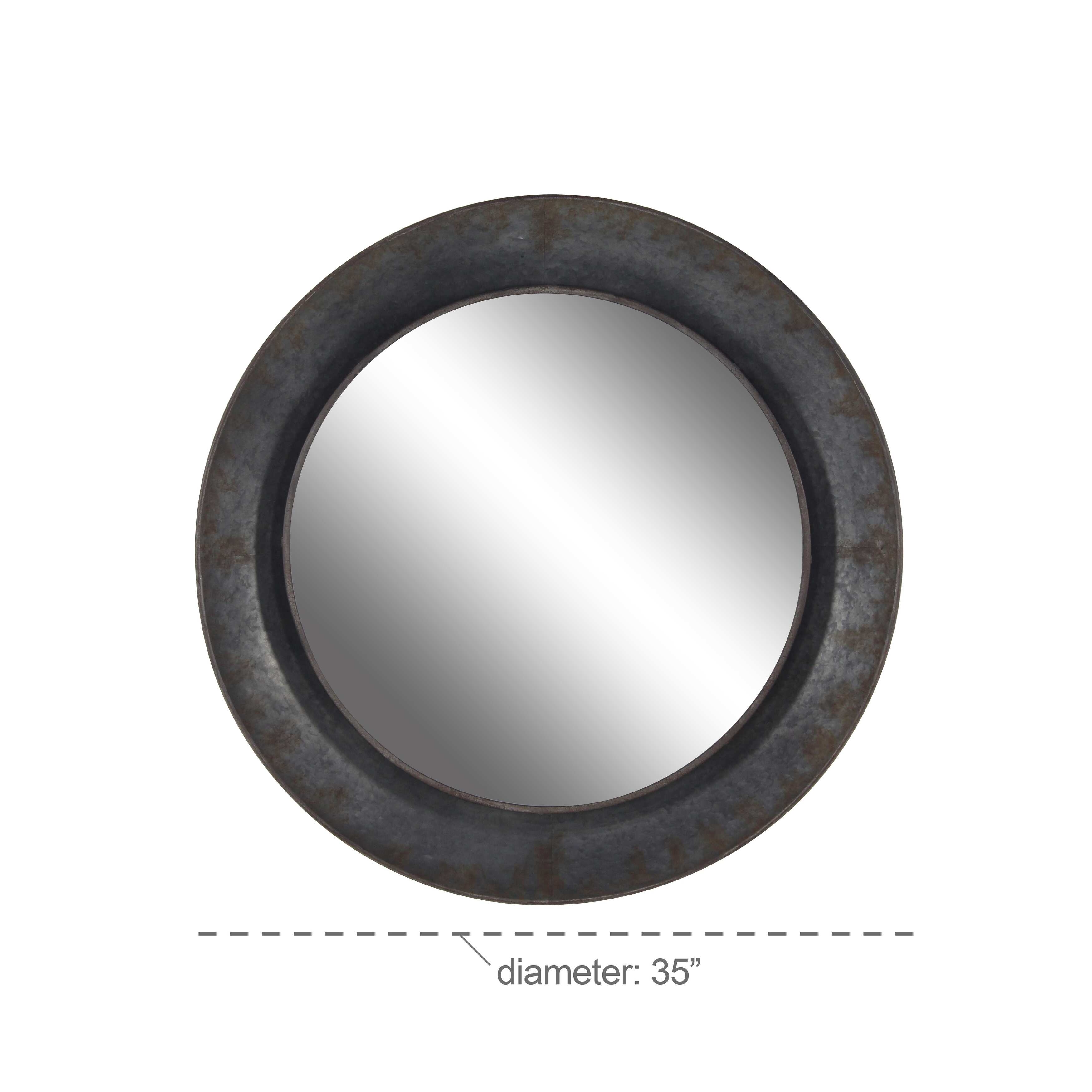 Gray Metal Industrial Wall Mirror - 35 x 4 x 35Round