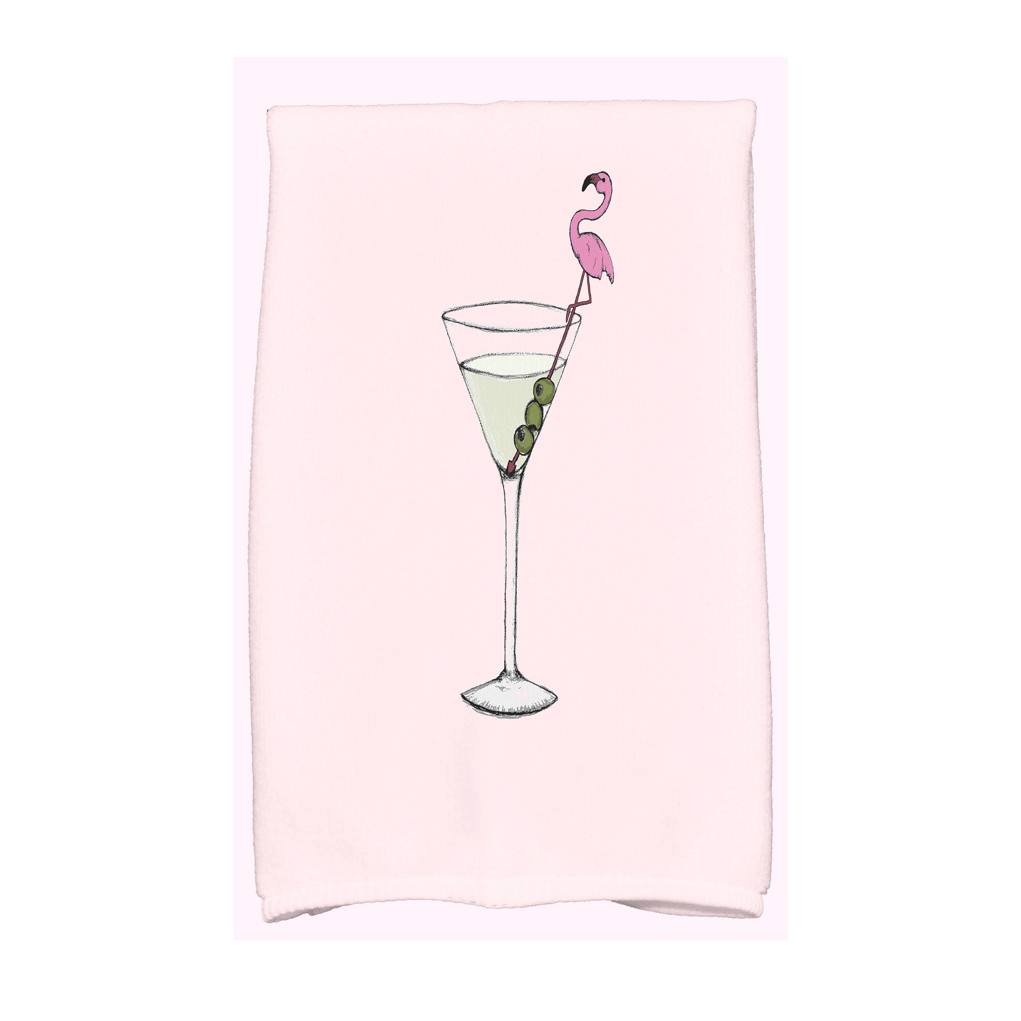 18 x 30 inch Martini Glass Flamingo Geometric Print Kitchen Towel - Blue