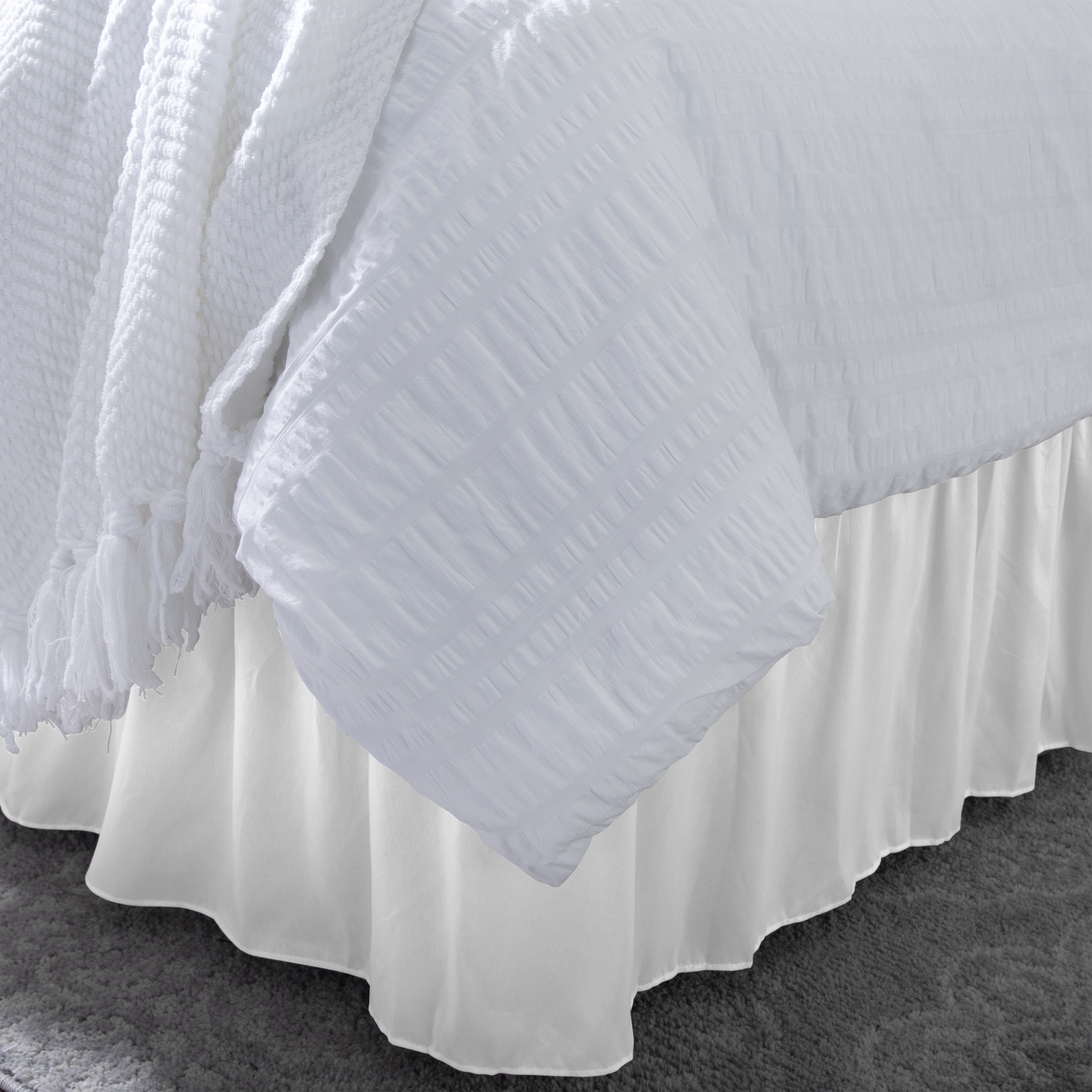 Home Details Wrap Around Bed Ruffle Queen/King in White