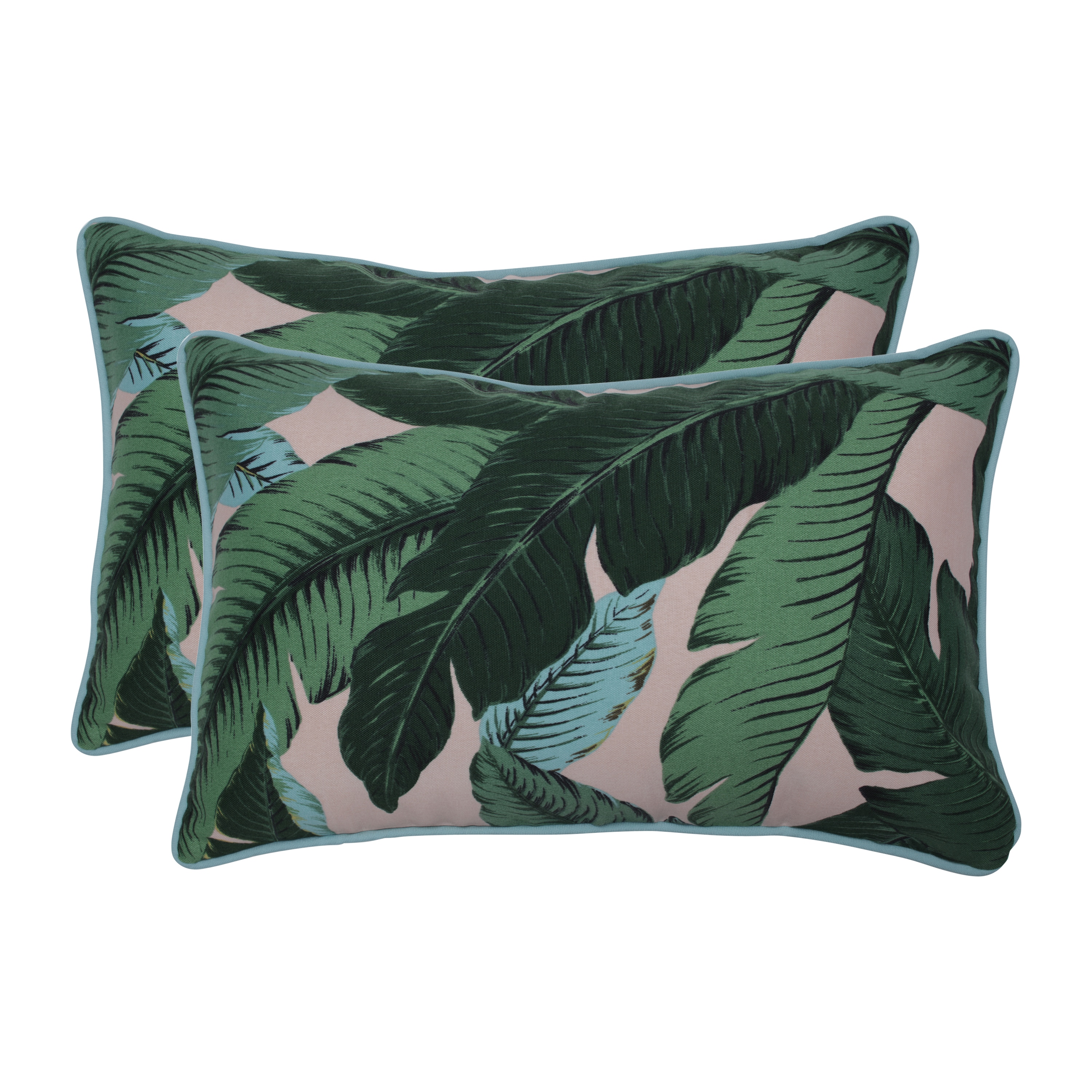 Pillow Perfect Outdoor / Indoor Swaying Palms Capri Blue Rectangular Throw Pillow (Set of 2)