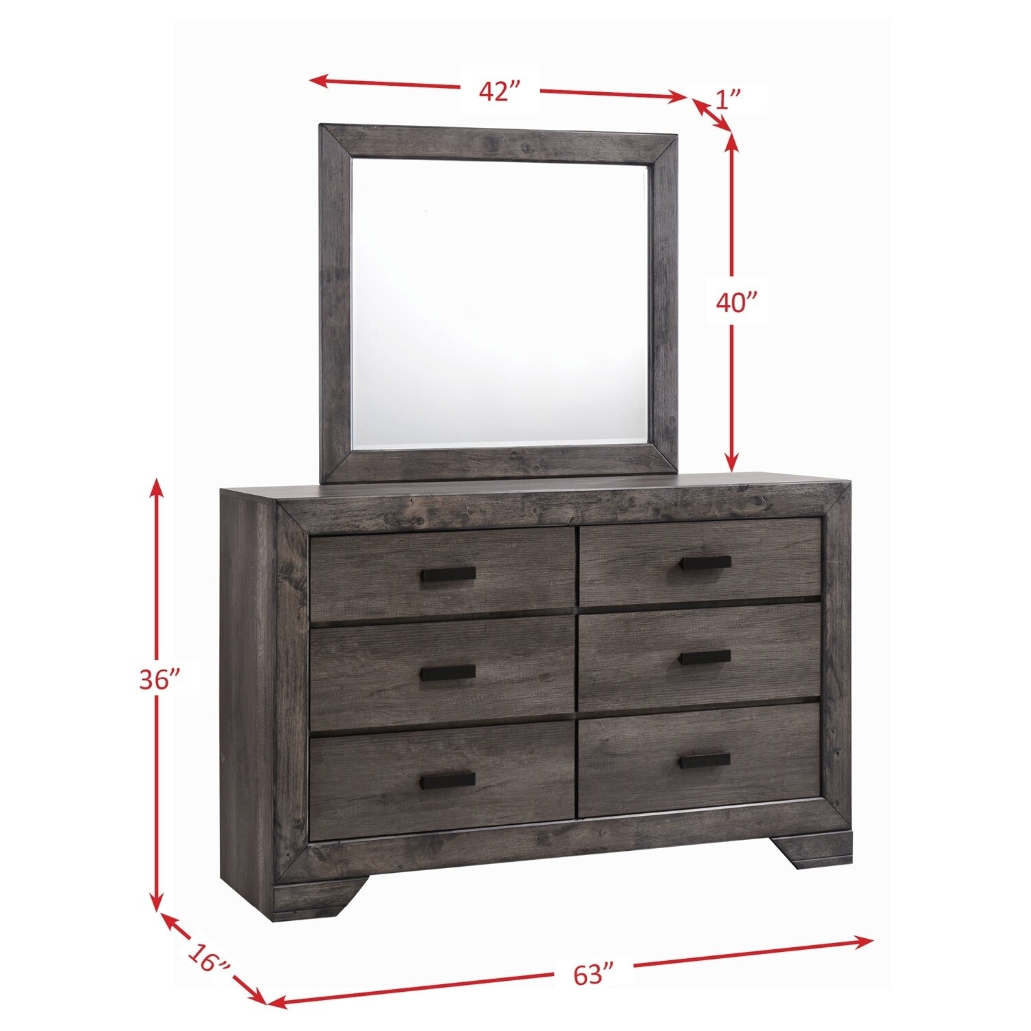 Picket House Greyson Grey Wood 6-drawer Dresser and Mirror Set