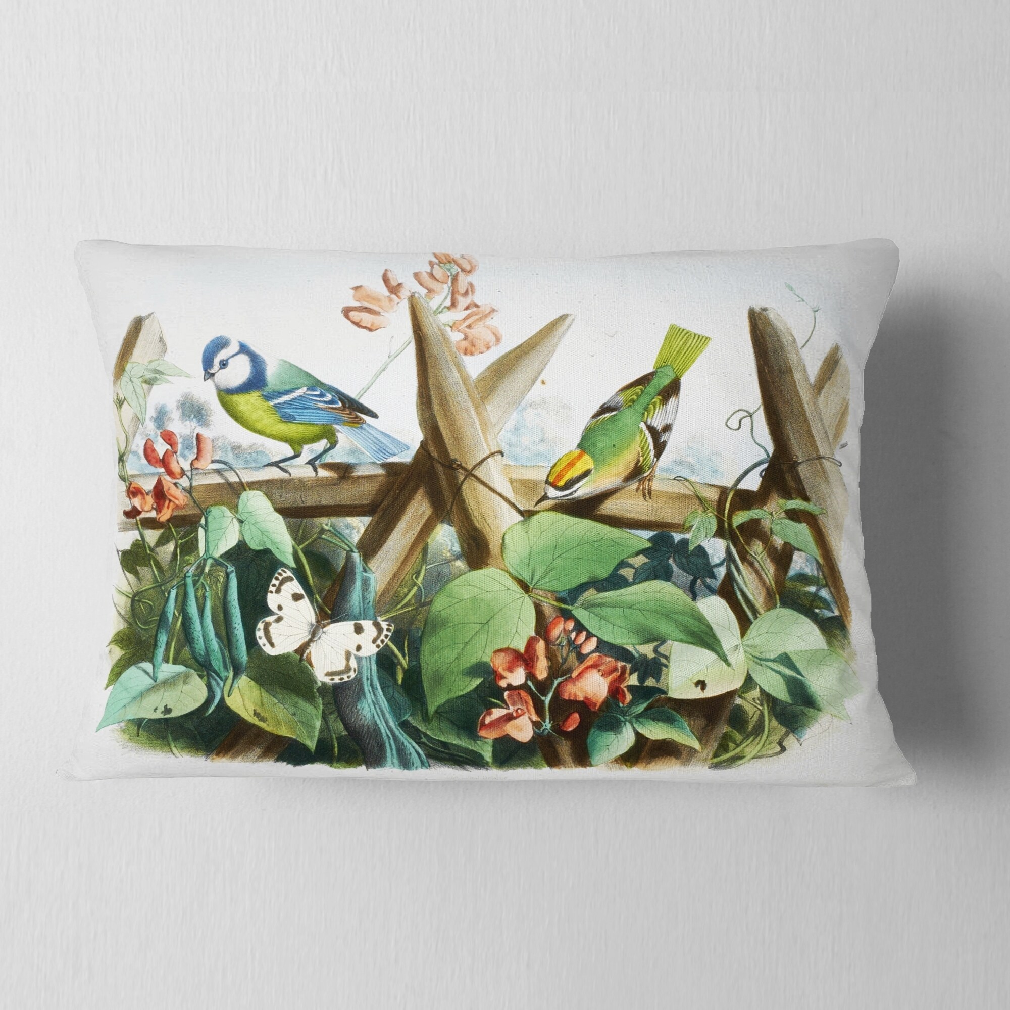 Designart 'Colorful Birds Sitting on Branches' Animal Throw Pillow