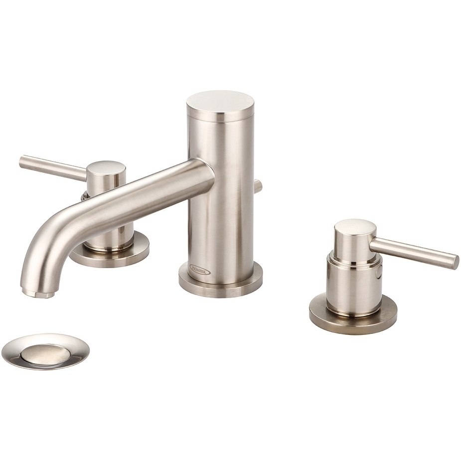 Motegi Two Handle Widespread Bent Nose Spout Bath Faucet - pvd brushed nickel