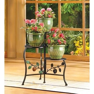 Country Apple 3-Tier Plant Stand - Black