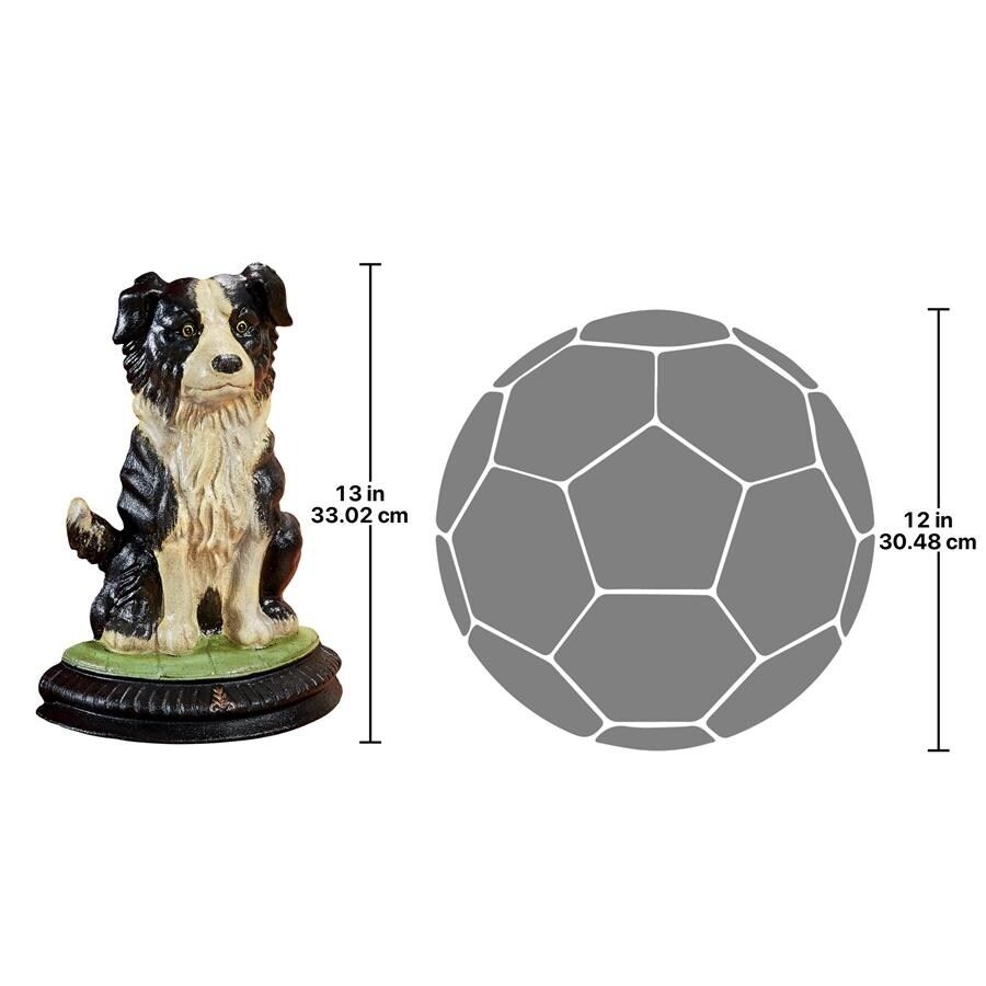 Design Toscano Border Collie Dog Foundry Cast Iron Doorstop Statue - Multi