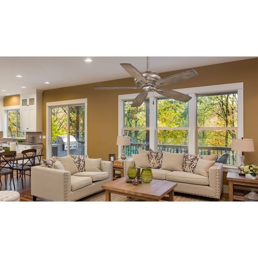 Timeless Ceiling Fan in Burnished Nickel finish w/ Seashore Grey blades by Minka Aire