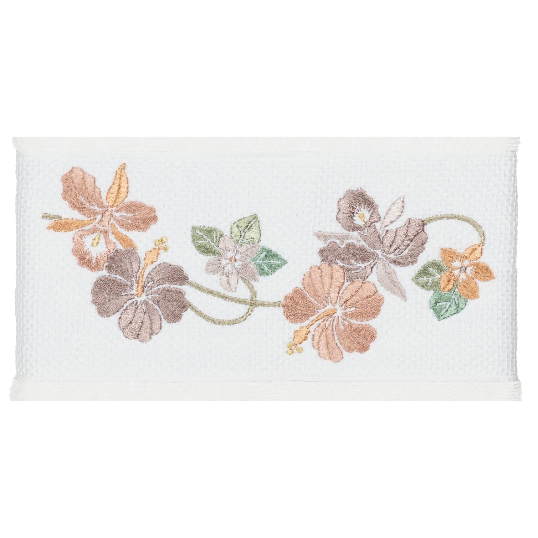 Authentic Hotel and Spa Turkish Cotton Floral Vine Embroidered White 4-piece Bath Towel Set