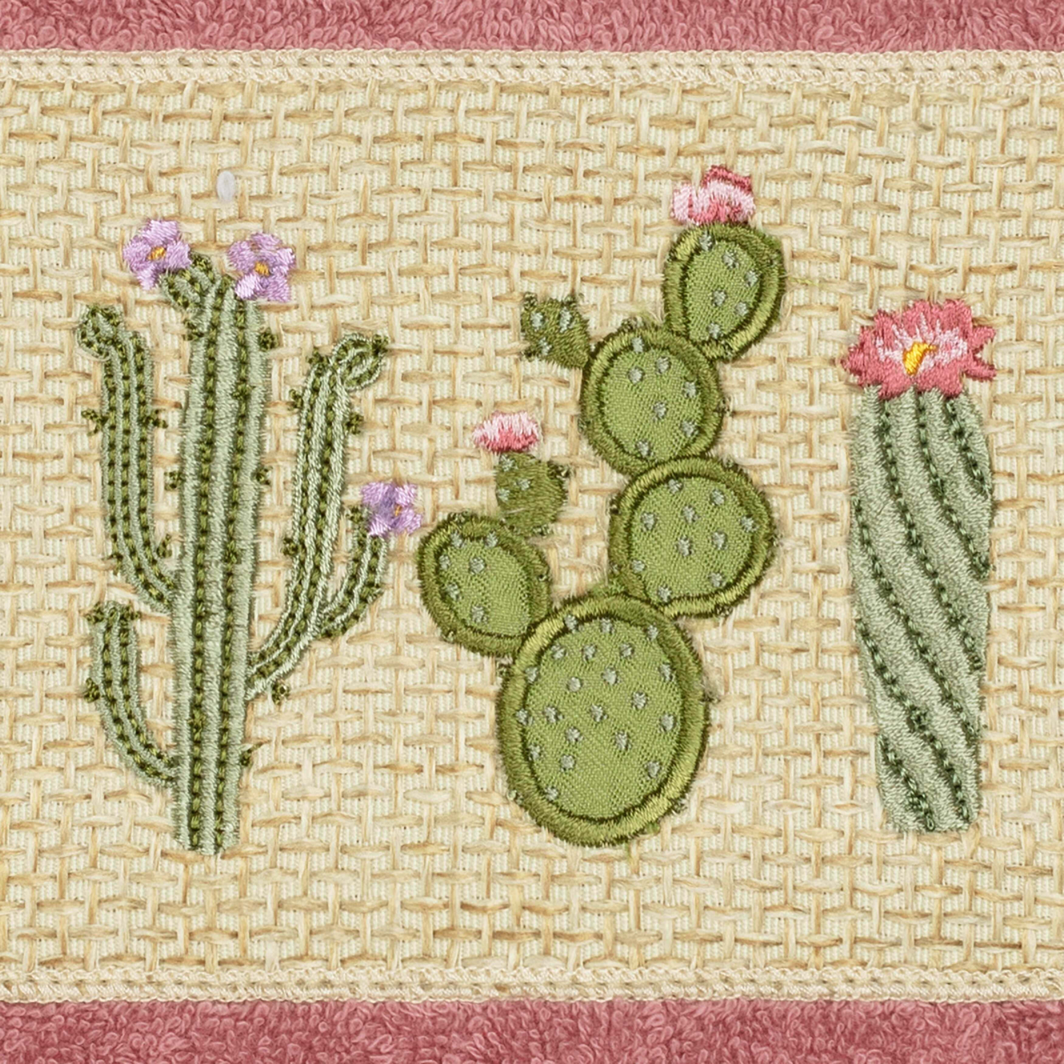 Authentic Hotel and Spa Turkish Cotton Cactus Embroidered Tea Rose 2-piece Towel Hand Set