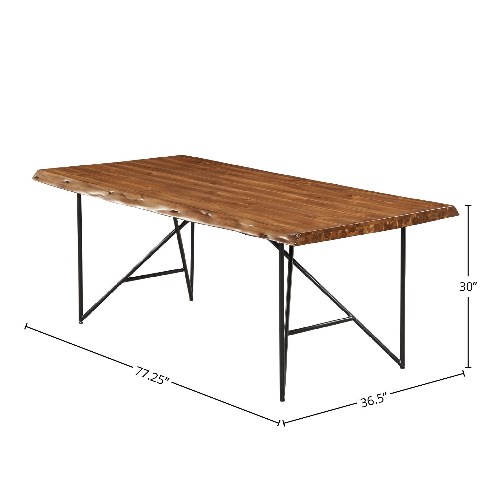 Alpine Furniture Live Edge Solid Wood Dining Table