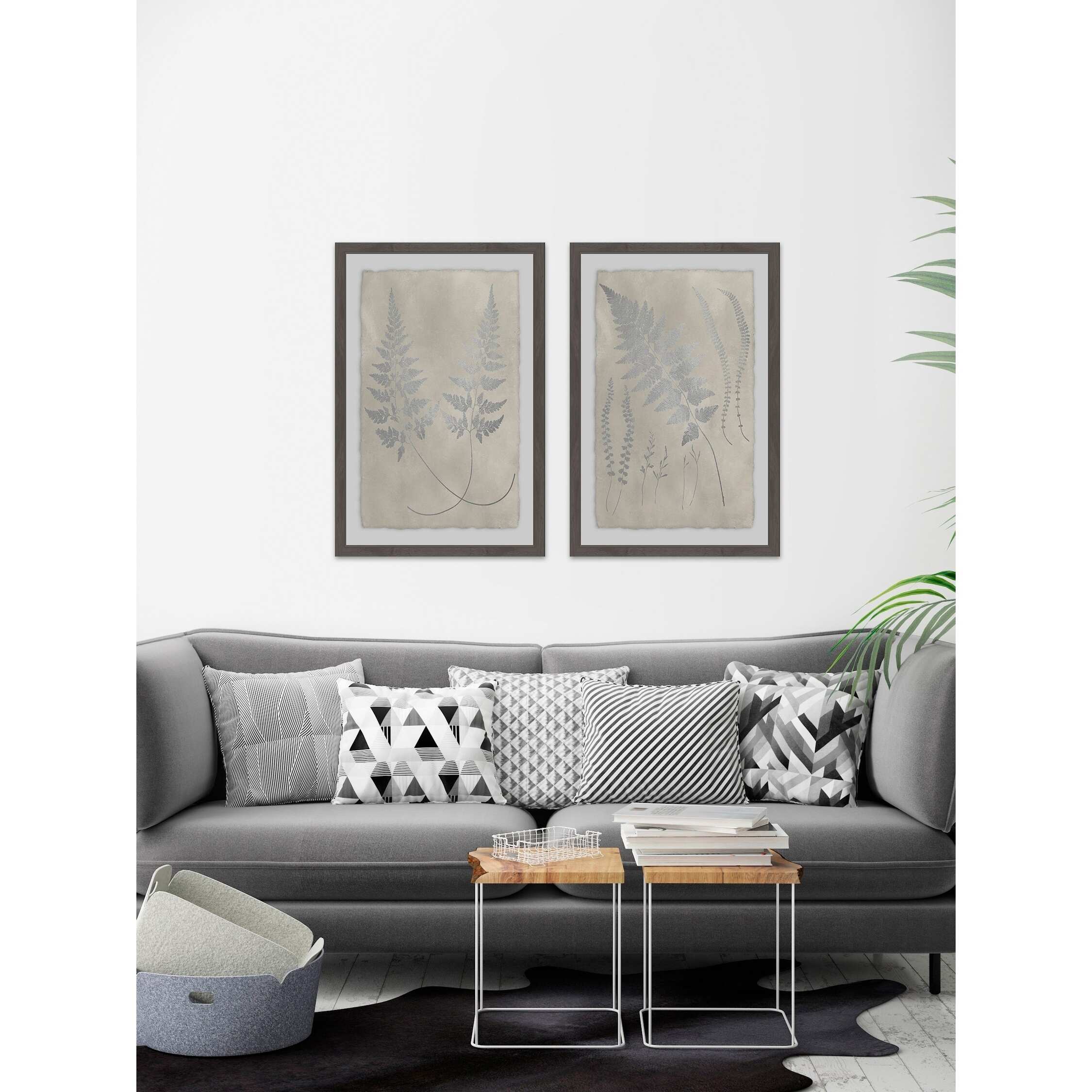 Marmont Hill - Handmade Vintage Fern Study IV Diptych - Multi-color