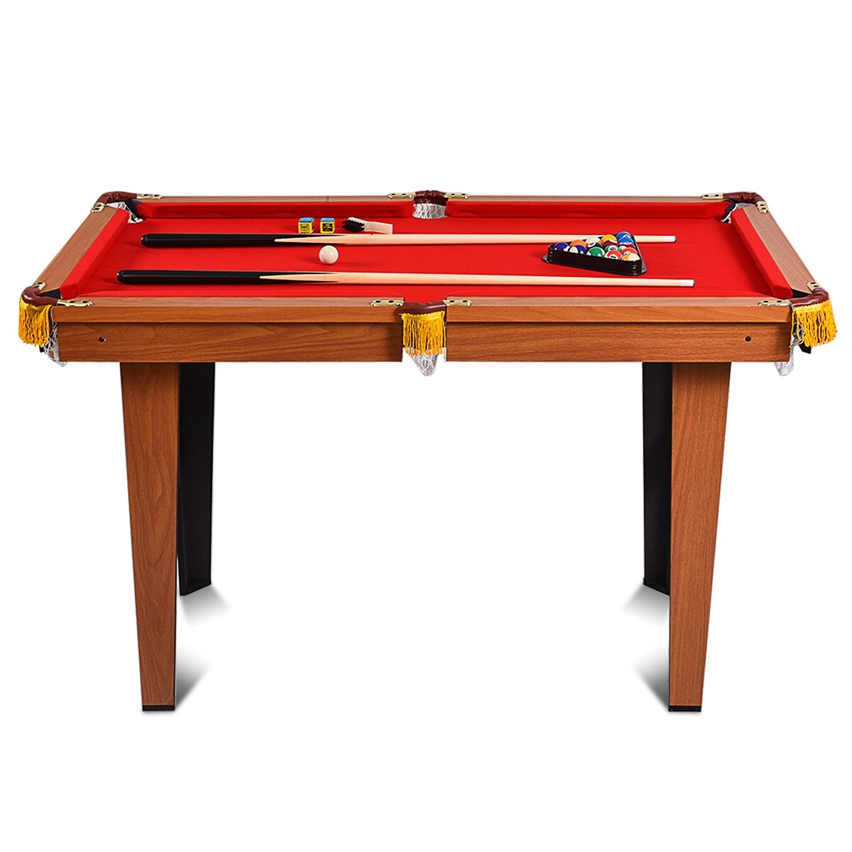 Costway 48'' Mini Table Top Pool Table Game Billiard Set Cues Balls - 48''L x 26''W x 30''H
