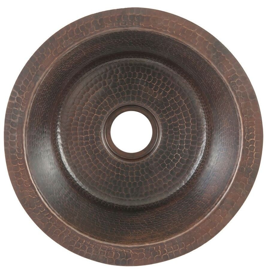Premier Copper Products 12" Round Hammered Copper Bar Sink with 2"