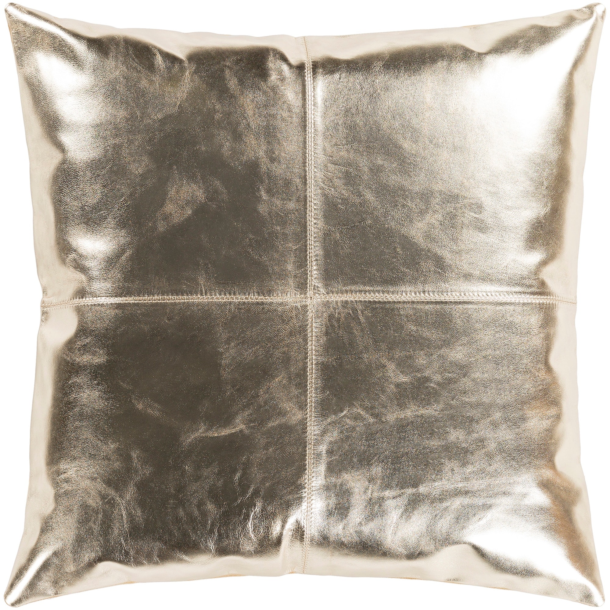 Signature Champagne Leather Feather Down Throw Pillow (18" x 18")