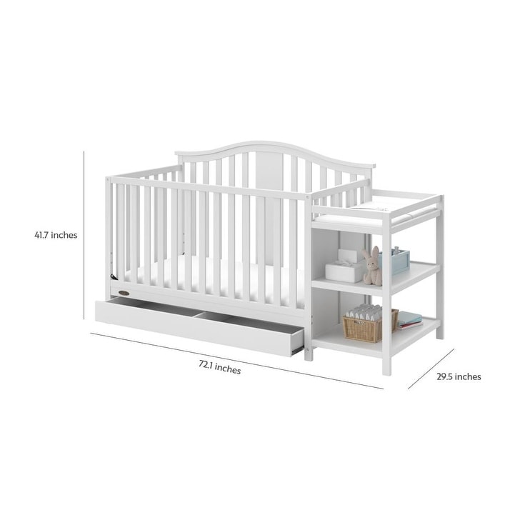 Graco Solano 4-in-1 Convertible Crib and Changer with Drawer - Converts to Toddler Bed, Daybed, and Full-Size Bed - Multi