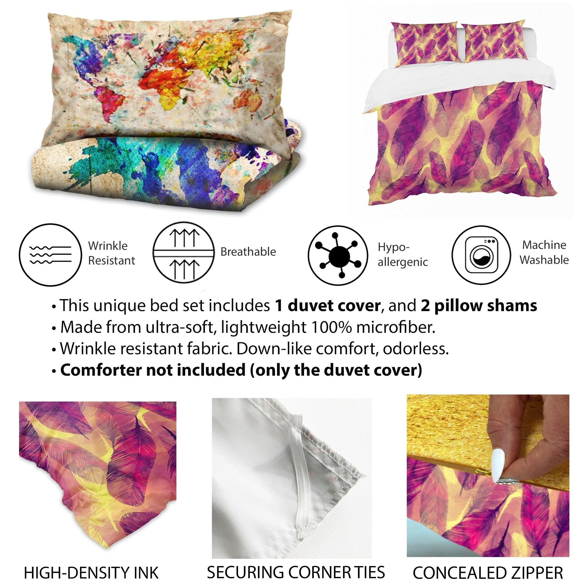 Designart 'Floral Pattern with Peonies' Bohemian & Eclectic Bedding Set - Duvet Cover & Shams