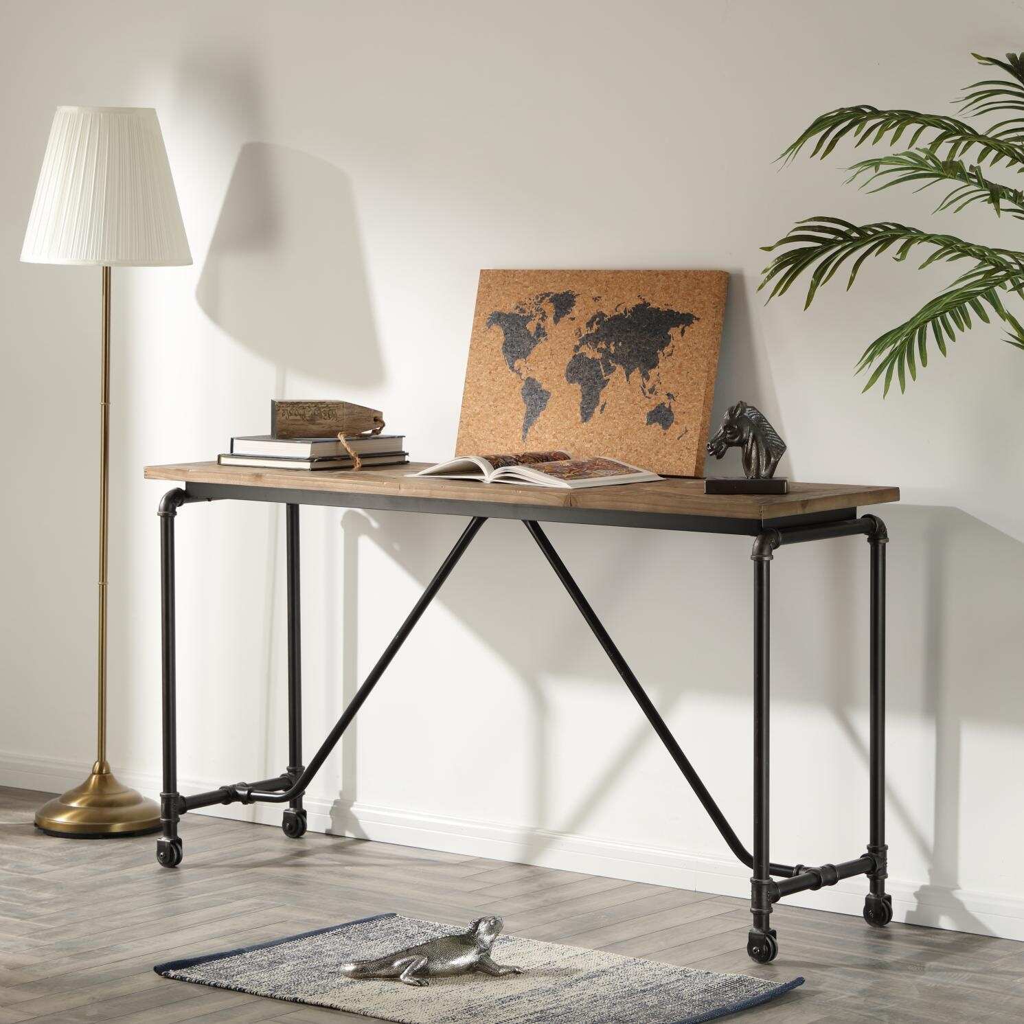 Cornelia Industrial Metal and Wood Console Table
