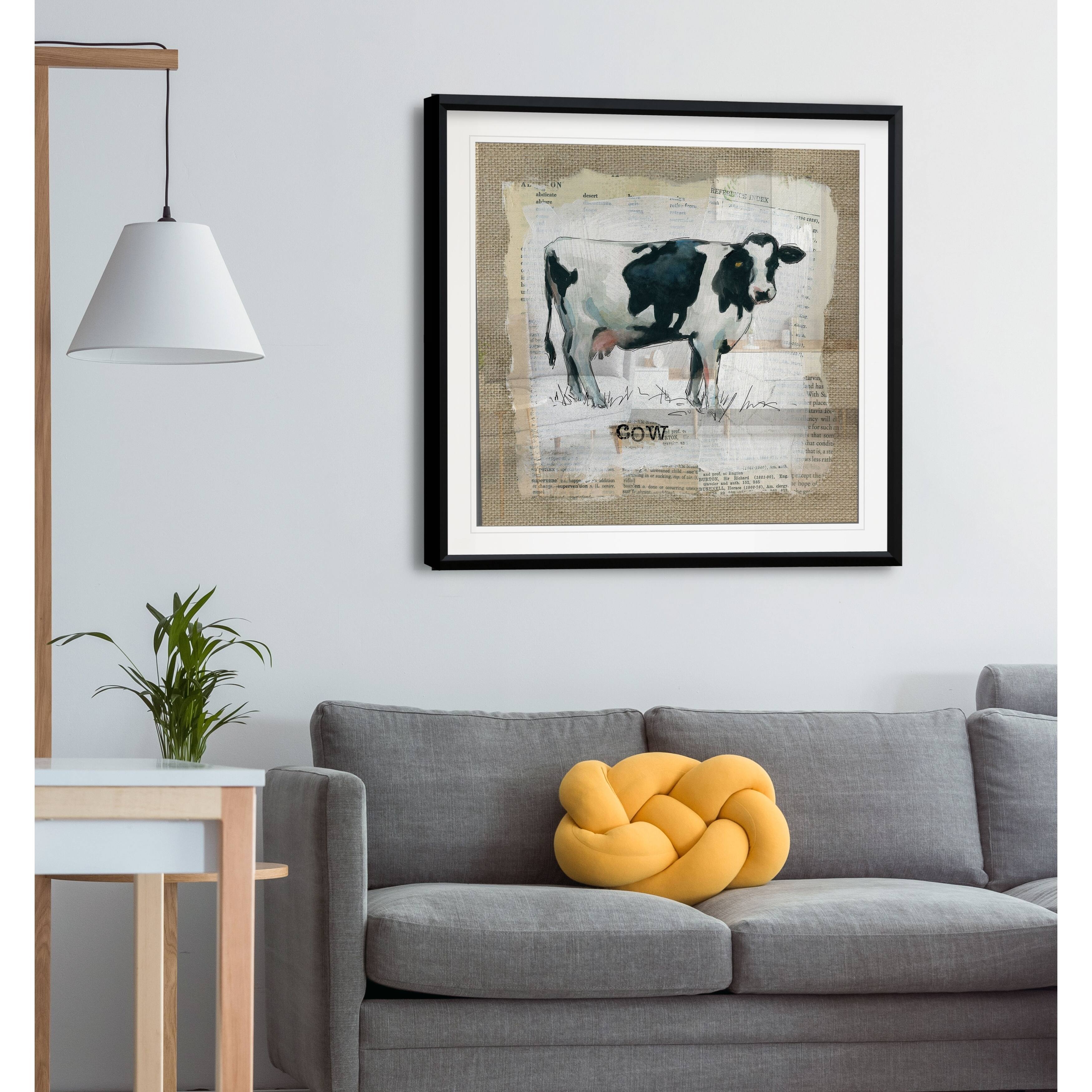 Burlap Cow -Framed Giclee Print