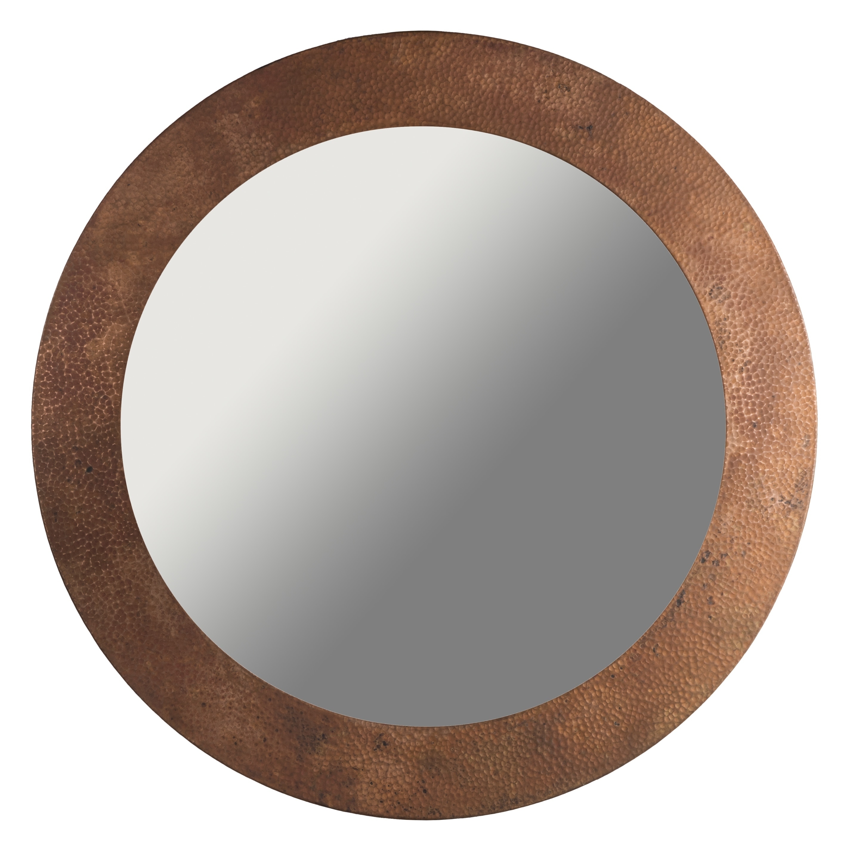 34-inch Round Hammered Antique Copper Mirror (OS-MRAC34) - Antique Brown