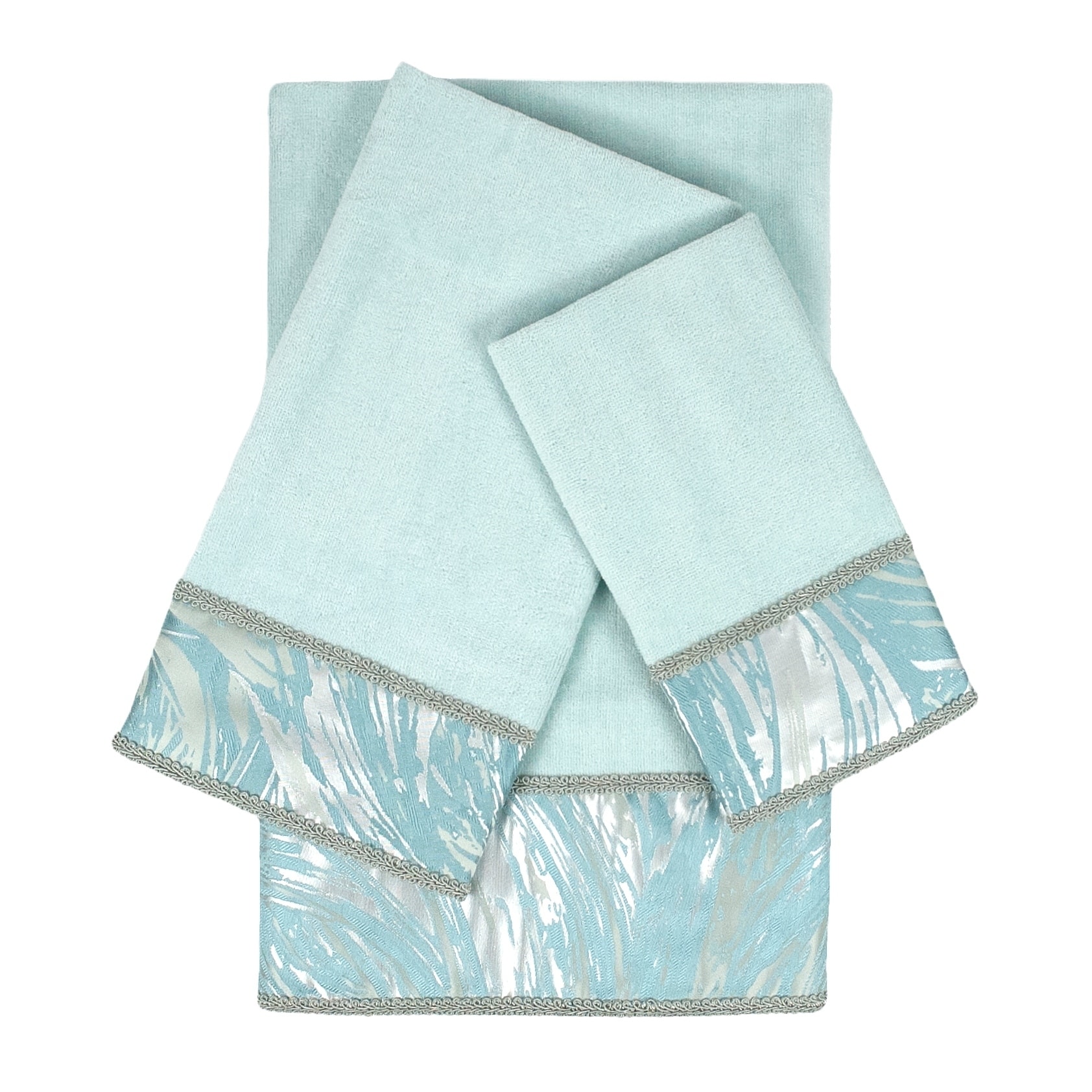 Sherry Kline Cynthaina Sea mist 3-piece Embelished Towel Set