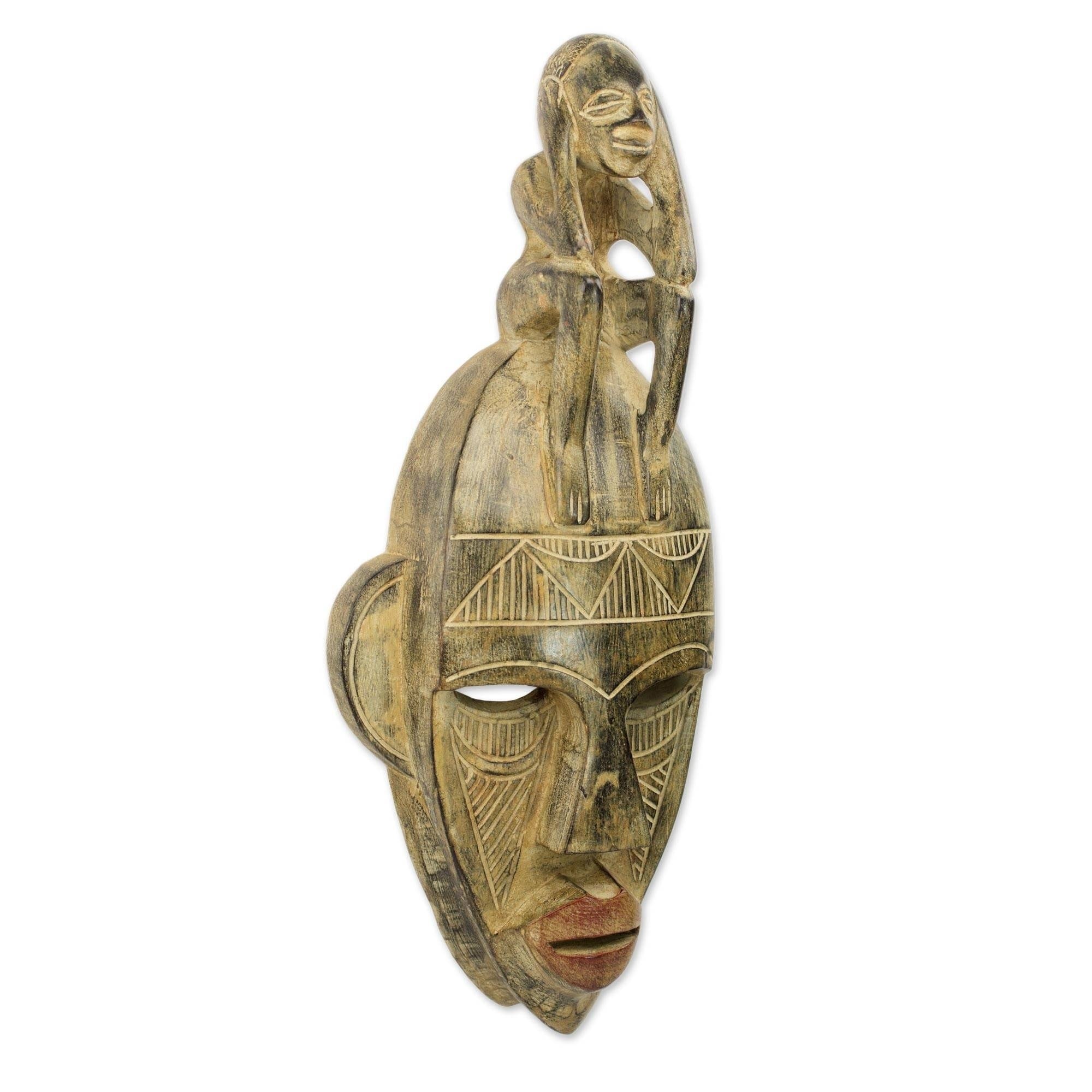 Handmade Thinking Mask African Wood Mask (Ghana)