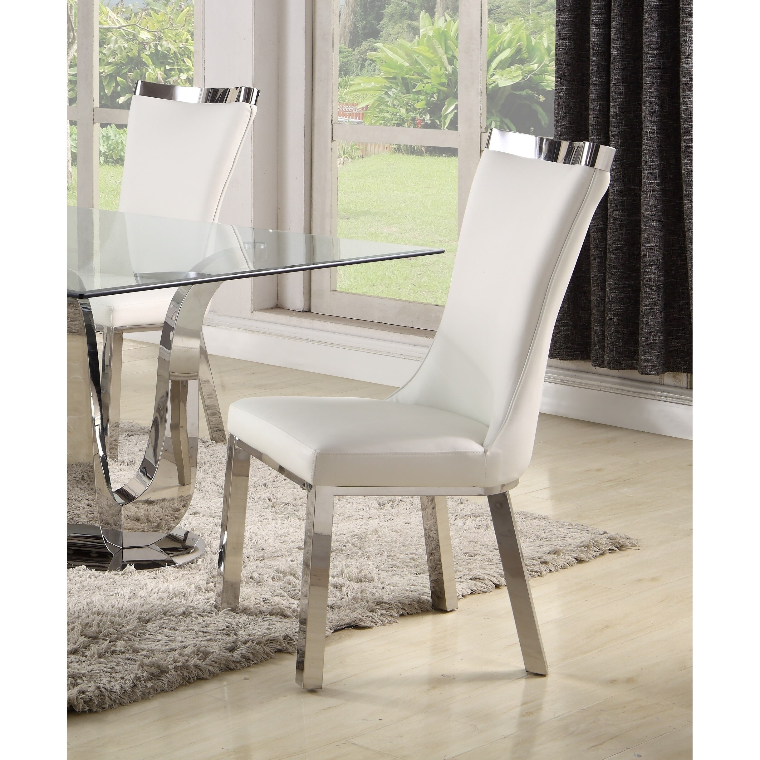 Somette Amelia Curved Back Dining Chair in White, Set of 2