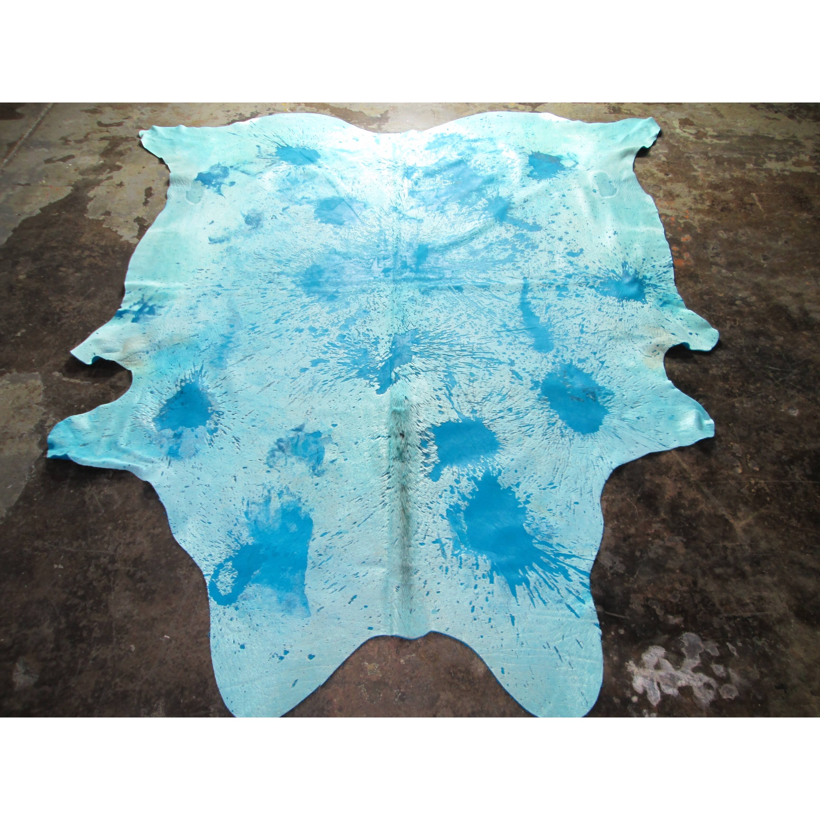 Natural Blue Cowhide Rug - 7 feet x 8.3 feet/84" x 99" - 7 feet x 8.3 feet/84" x 99"