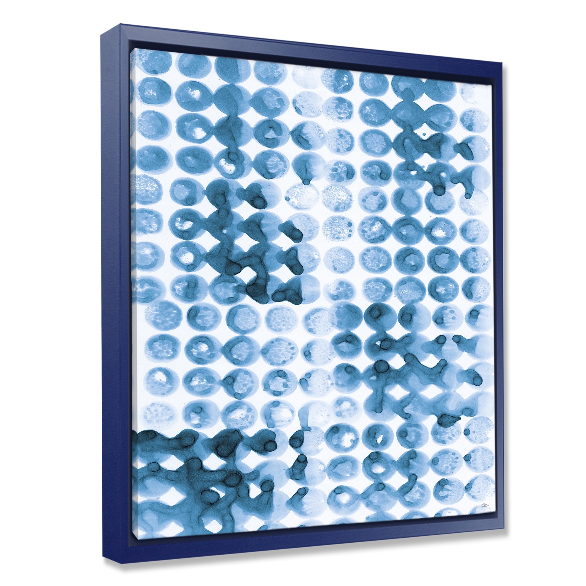 Designart "Indigo watercolor geometrical II " Contemporary Framed Canvas - Blue