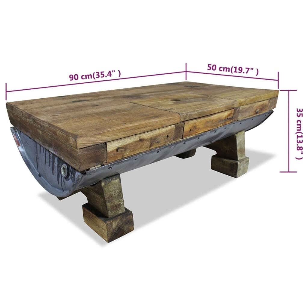 vidaXL Coffee Table Solid Reclaimed Wood 35.4"x19.7"x13.8" - 35.4" x 19.7" x 13.8"