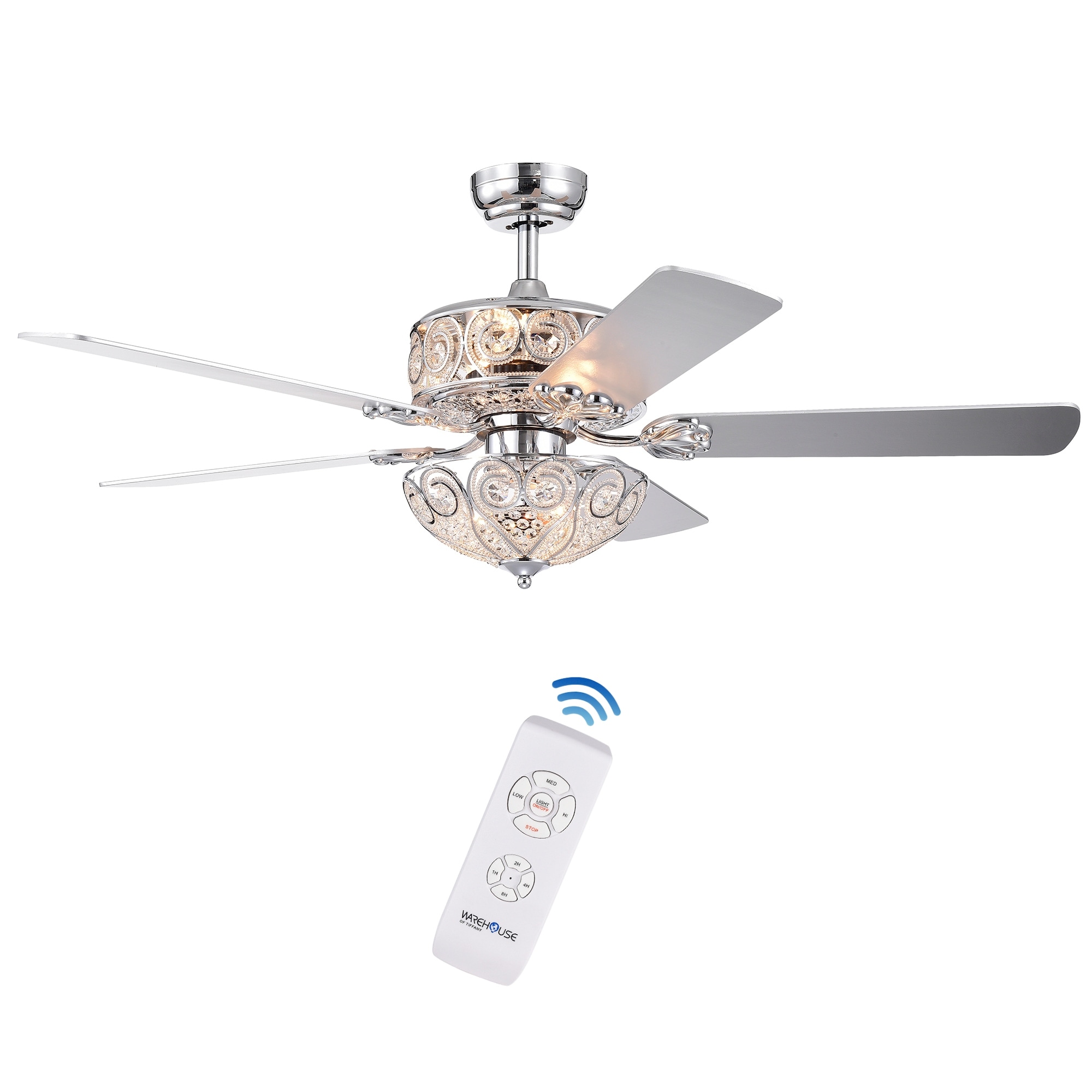 Catalina Chrome 5-blade 52-inch Crystal Ceiling Fan