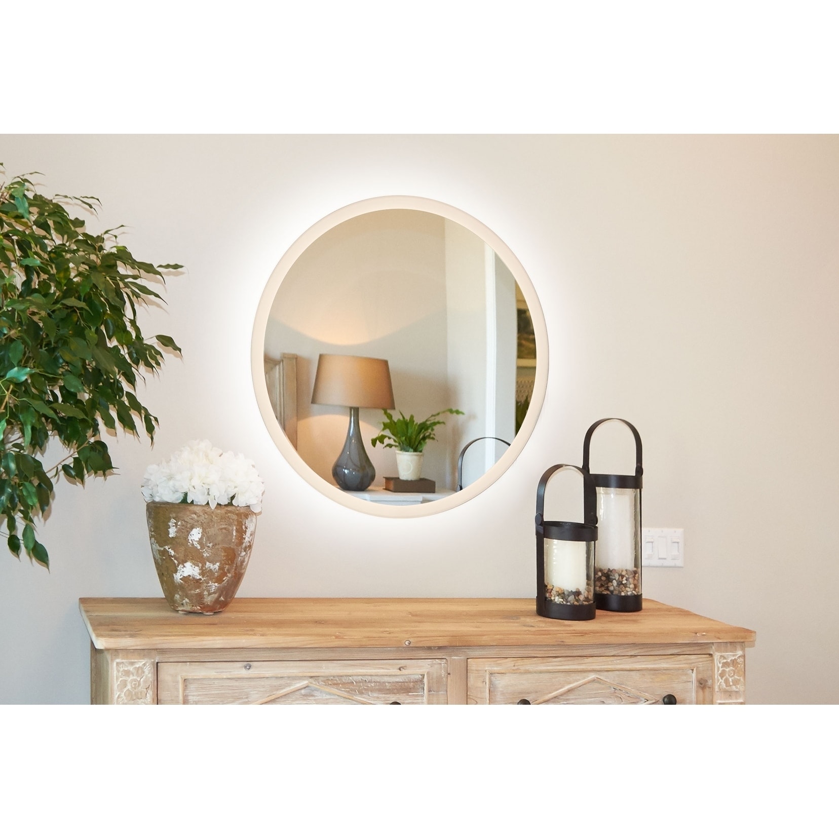 Innoci-USA Apollo Round LED Wall Mount Lighted Vanity Mirror Featuring Dual Color and Smart Touch Control 36" dia.