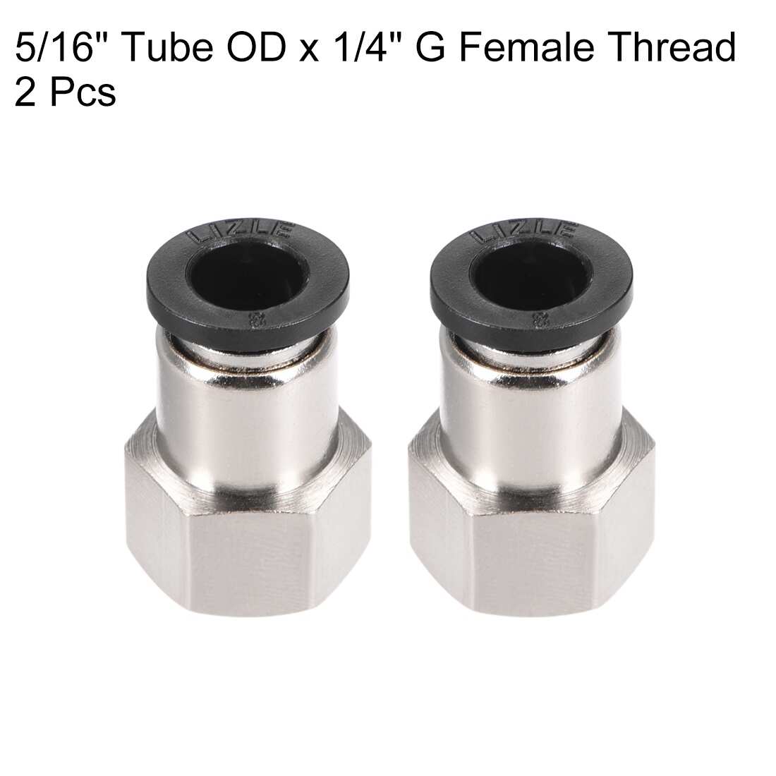 Push to Connect Tube Fitting Adapter 8mm OD x G1/4" Female 2pcs - Silver Tone,Black