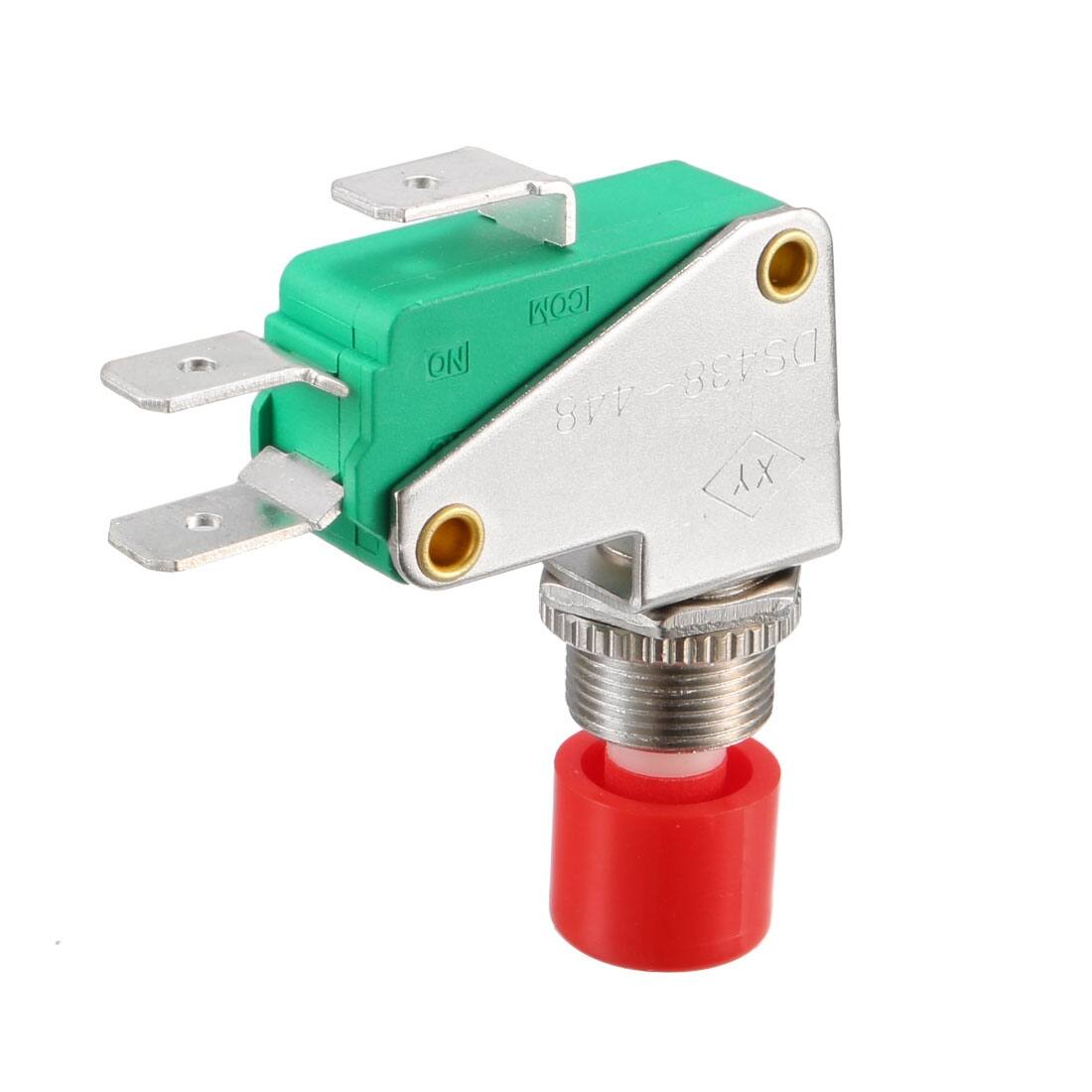3PCS 16A 125/250VAC SPDT NO NC 3-Terminals Snap Button Type Micro Limit Switches - Red