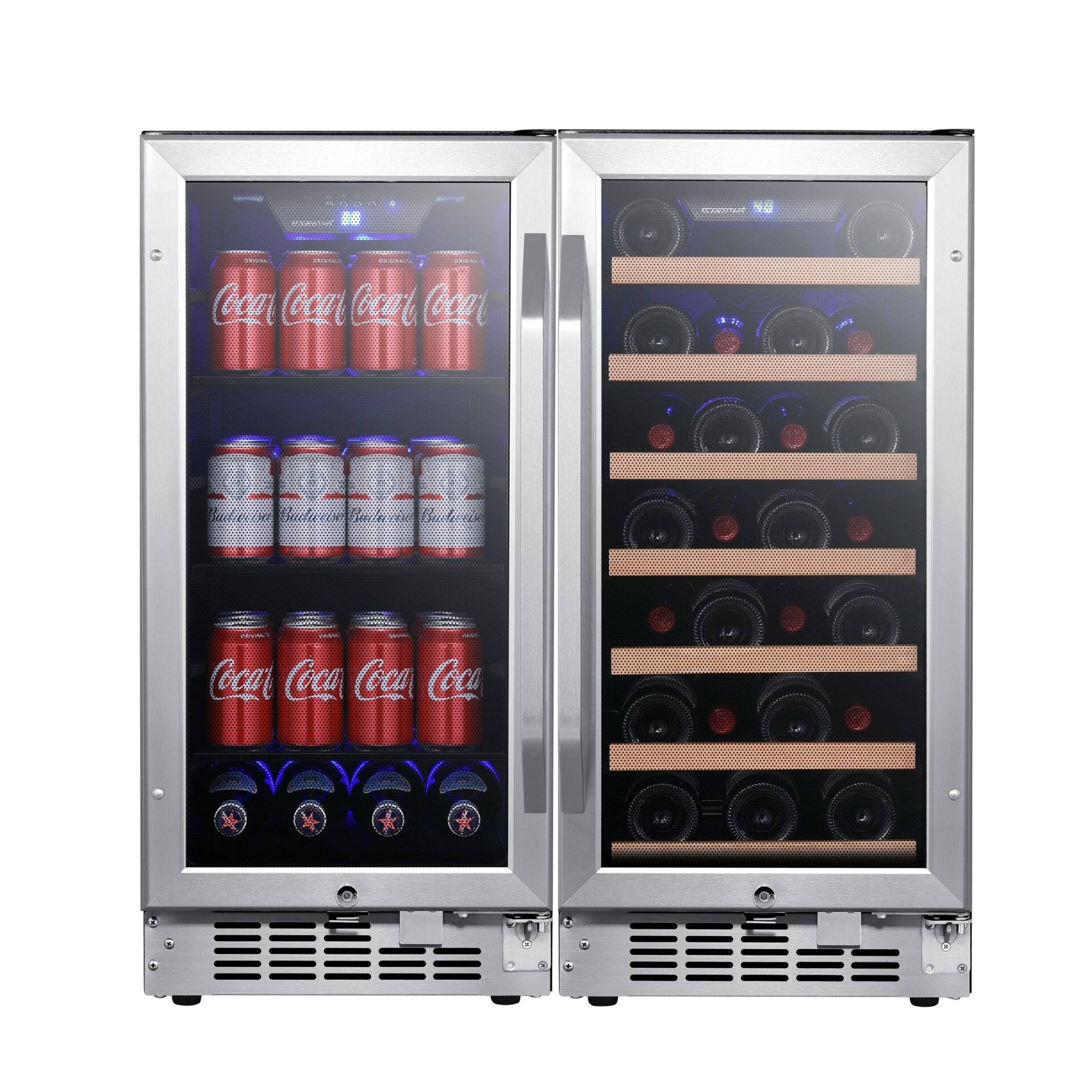 EdgeStar 30 Inch Wide 30 Bottle 80 Can Side-by-Side Wine and Beverage - Stainless Steel
