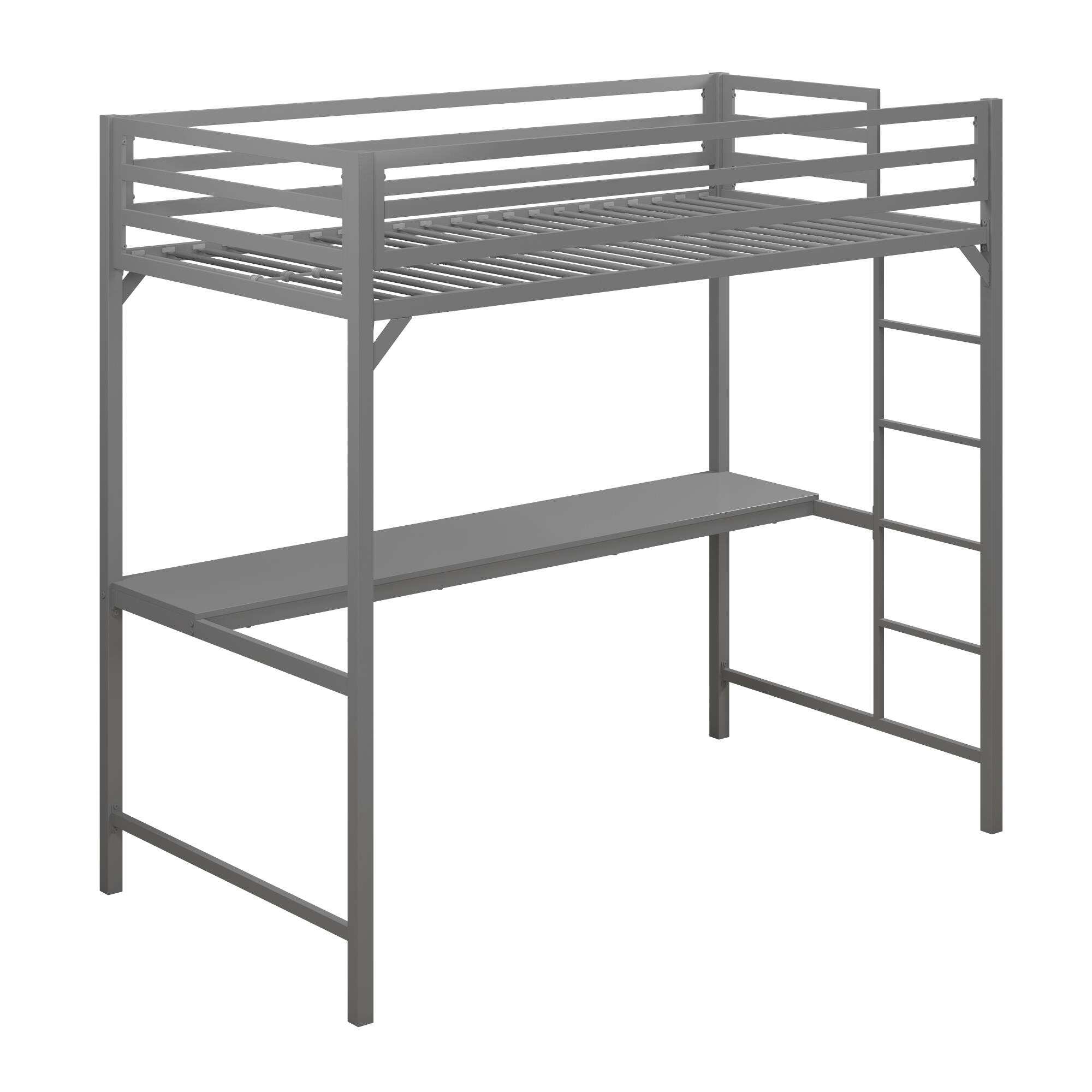 Porch & Den Wilkesboro Black/Blue/Silver Metal Twin Loft Bed with Desk - Black