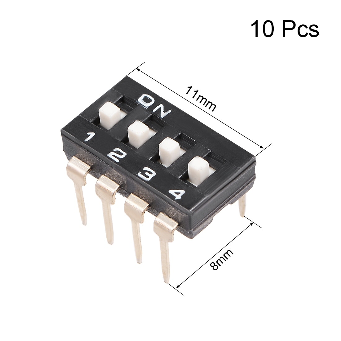 10 Pcs Black DIP Switch 1 2 3 4 Positions 2.54mm Pitch for Circuit PCB - 1-4-10Pcs