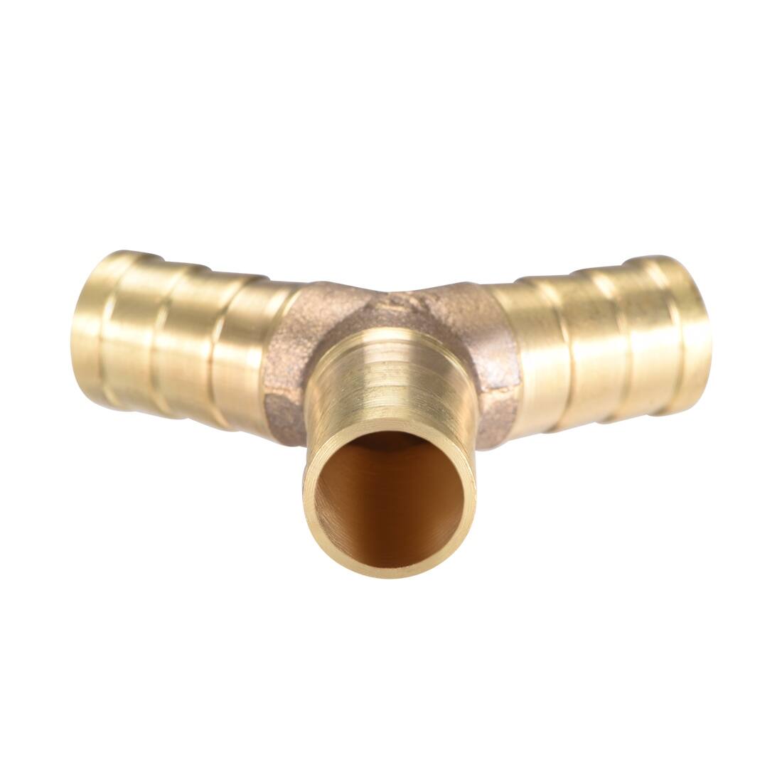 15/32"Brass Barb Hose Fitting Tee Y-Shaped 3 Ways Connector Adapter Joiner 2pcs - Gold Tone - 12mm 2pcs