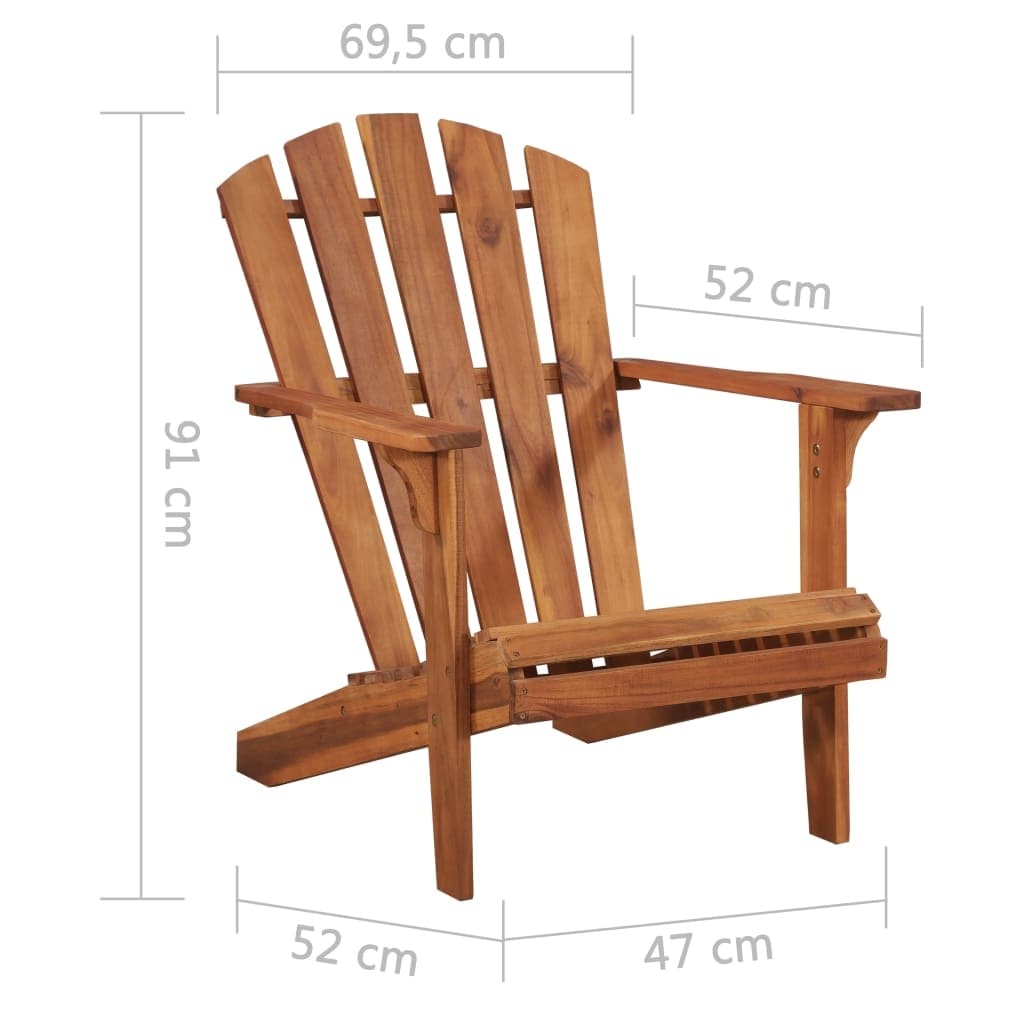 vidaXL Patio Adirondack Chair Solid Acacia Wood - Natural - 27.4" x 34.3" x 35.9"
