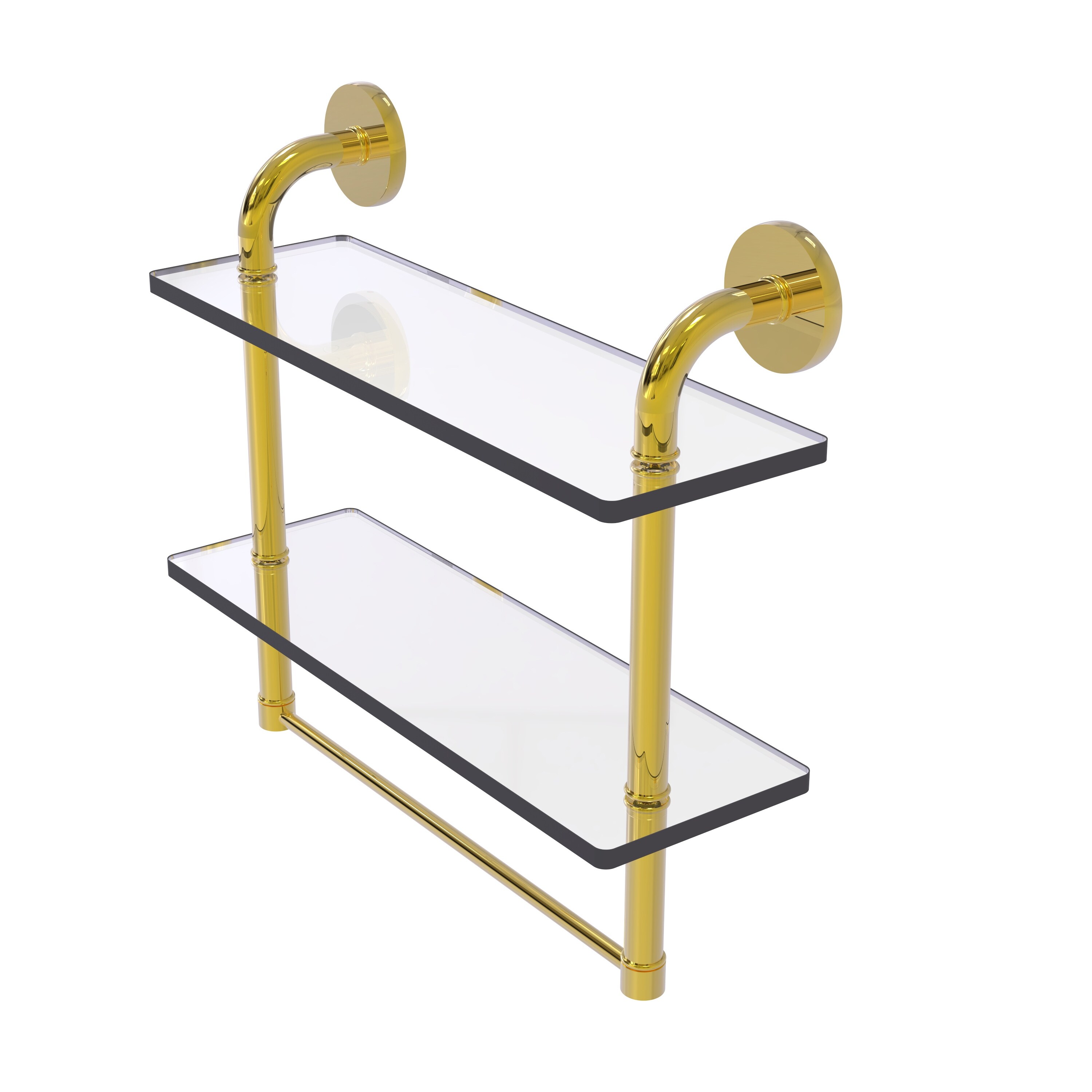 Allied Brass Remi Collection Two Tiered Glass Shelf with Integrated Towel Bar