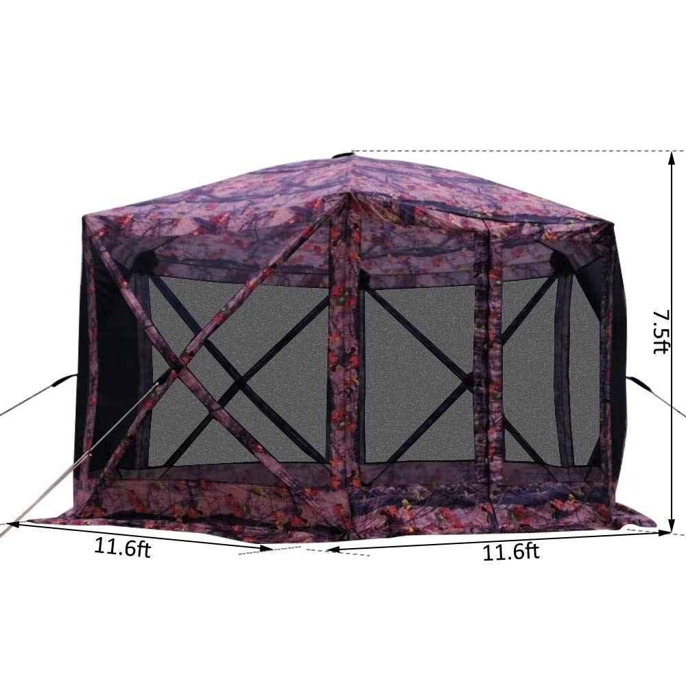 Outsunny 11.5 x 11.5 6 Sided Hexagonal Pop Up Portable Gazebo Canopy Tent with Mesh Netting Sidewalls