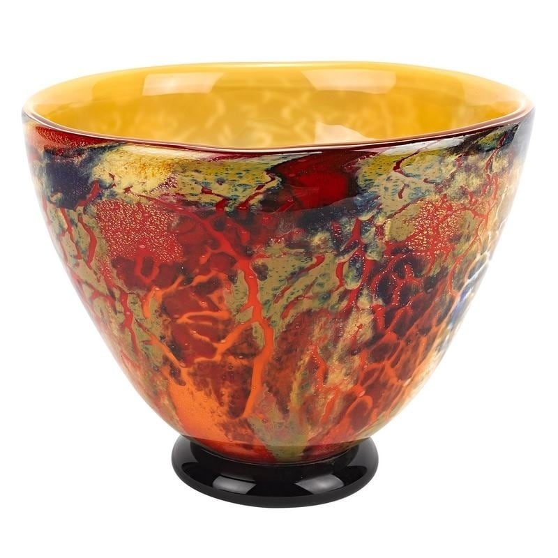 Firestorm Murano Style Art Glass Bowl D12XH7"