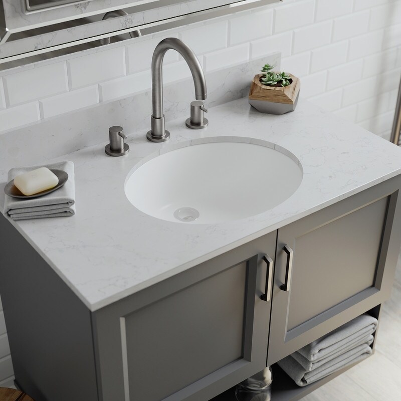 Lexicon Platinum V210 Quartz Composite Oval Vanity Sink - White