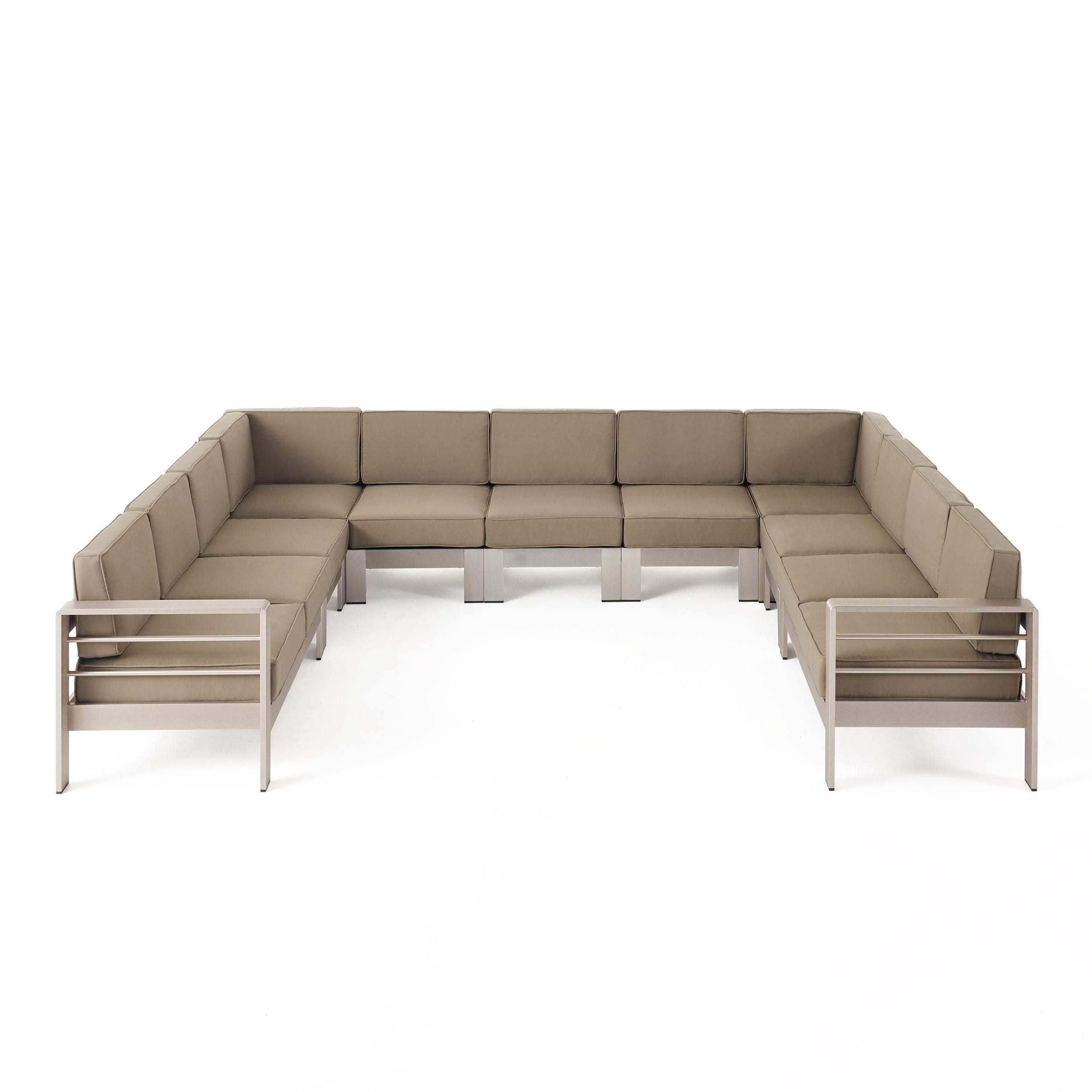 Cape Coral Outdoor 11 Seater Aluminum U-Shaped Sofa Sectional by Christopher Knight Home