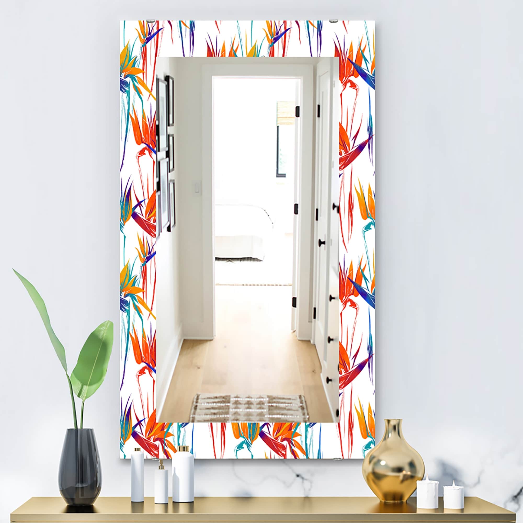 Designart 'Tropical Mood Bright 2' Bohemian and Eclectic Mirror - Printed Wall Mirror