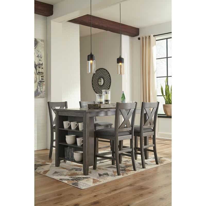 Ashley D388-13 Gray Finish Dining Room Counter Table