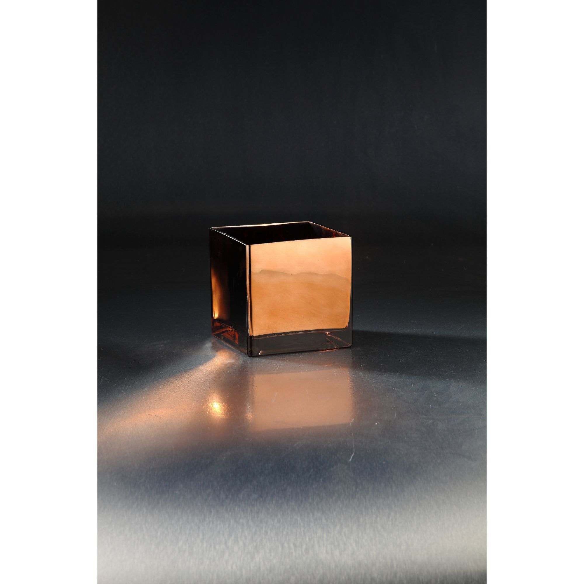 6” Glossy Chocolate Brown Square Tabletop Glass Vase