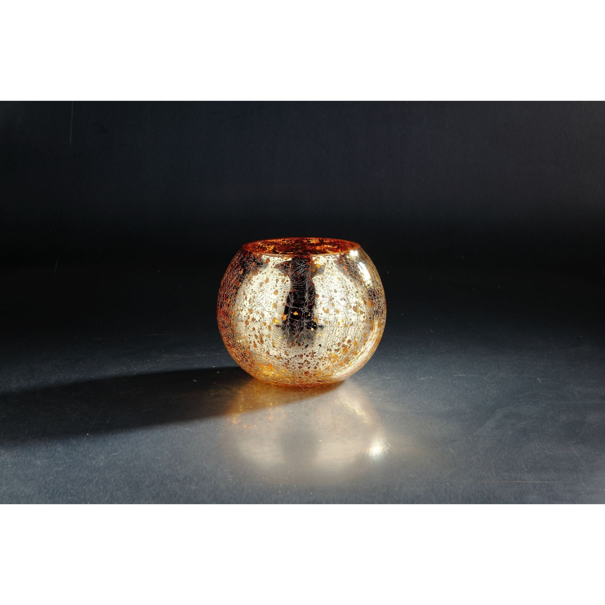 8" Silver and Golden Round Hand Blown Mercury Glass Vase